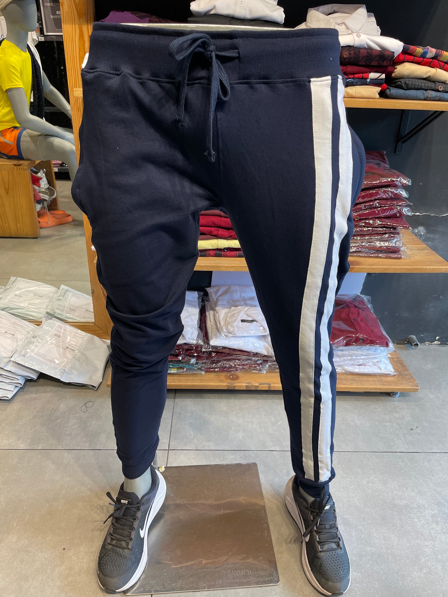 Navy Joggers with Front Double Lines