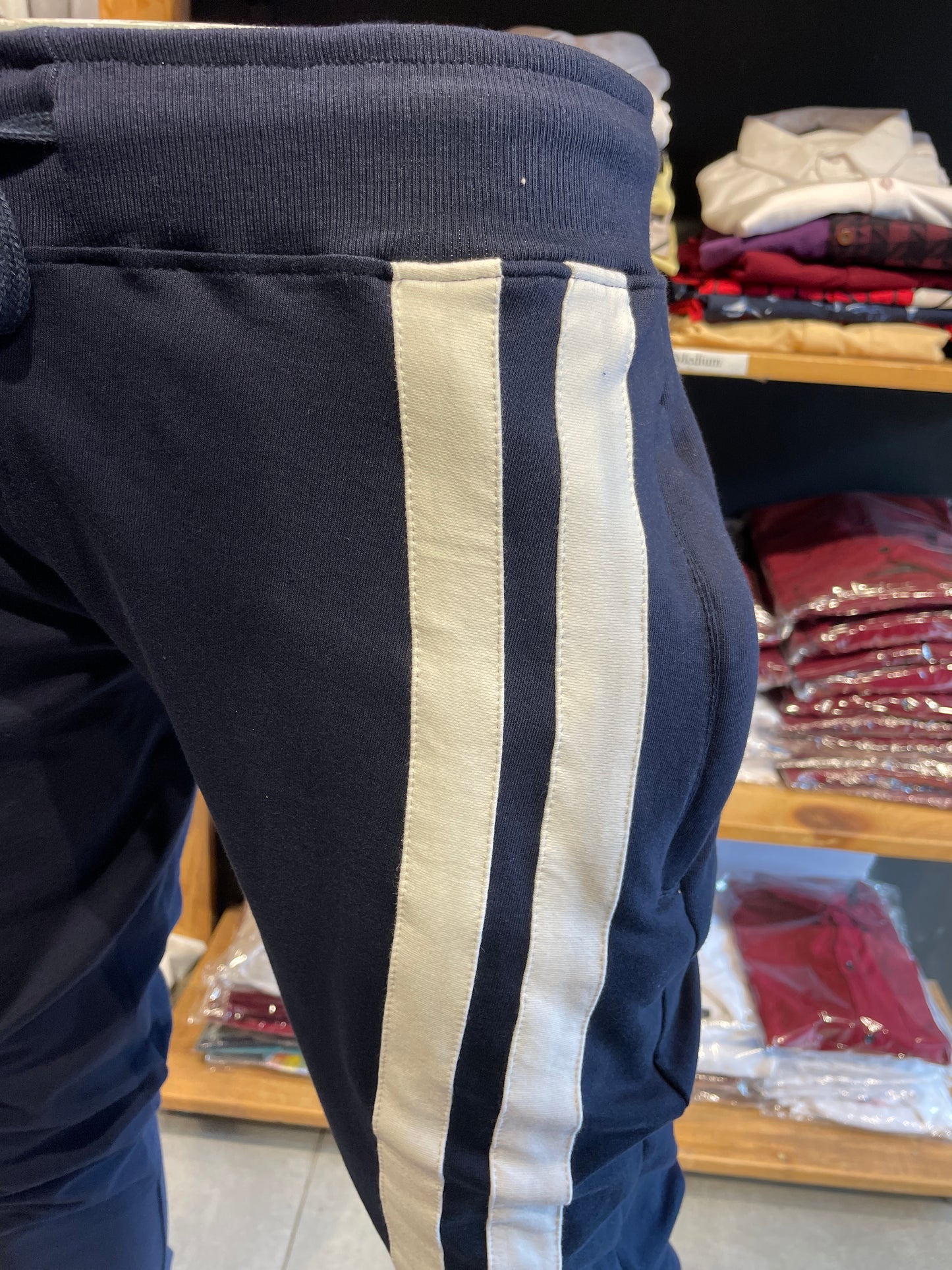 Navy Joggers with Front Double Lines