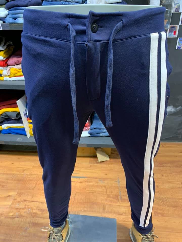 Navy Joggers with Front Double Lines