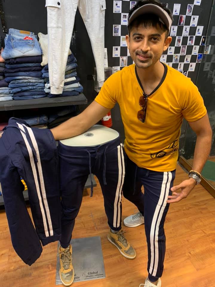 Navy Joggers with Front Double Lines