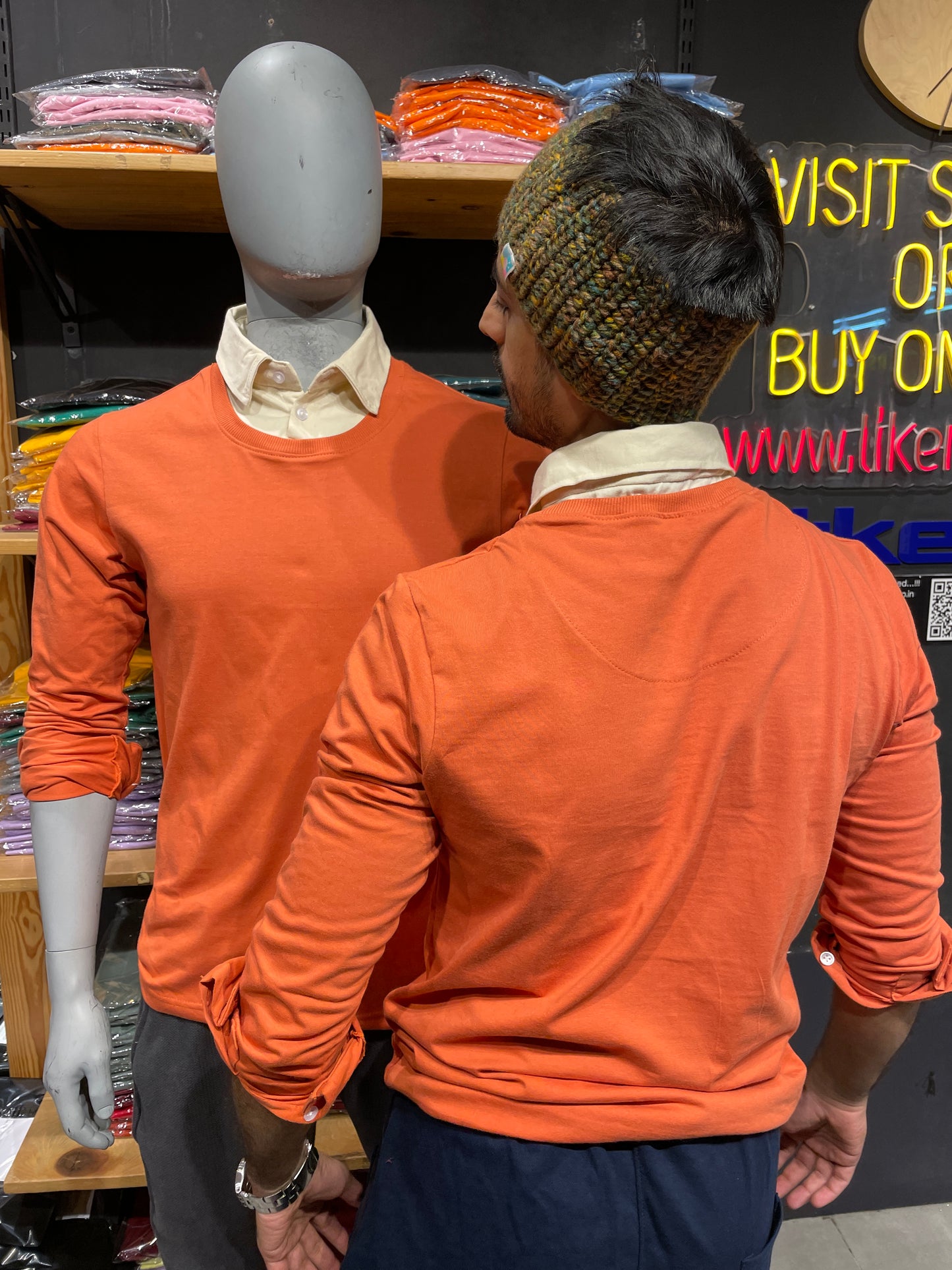 Orange Pull Over Type Collar Tee