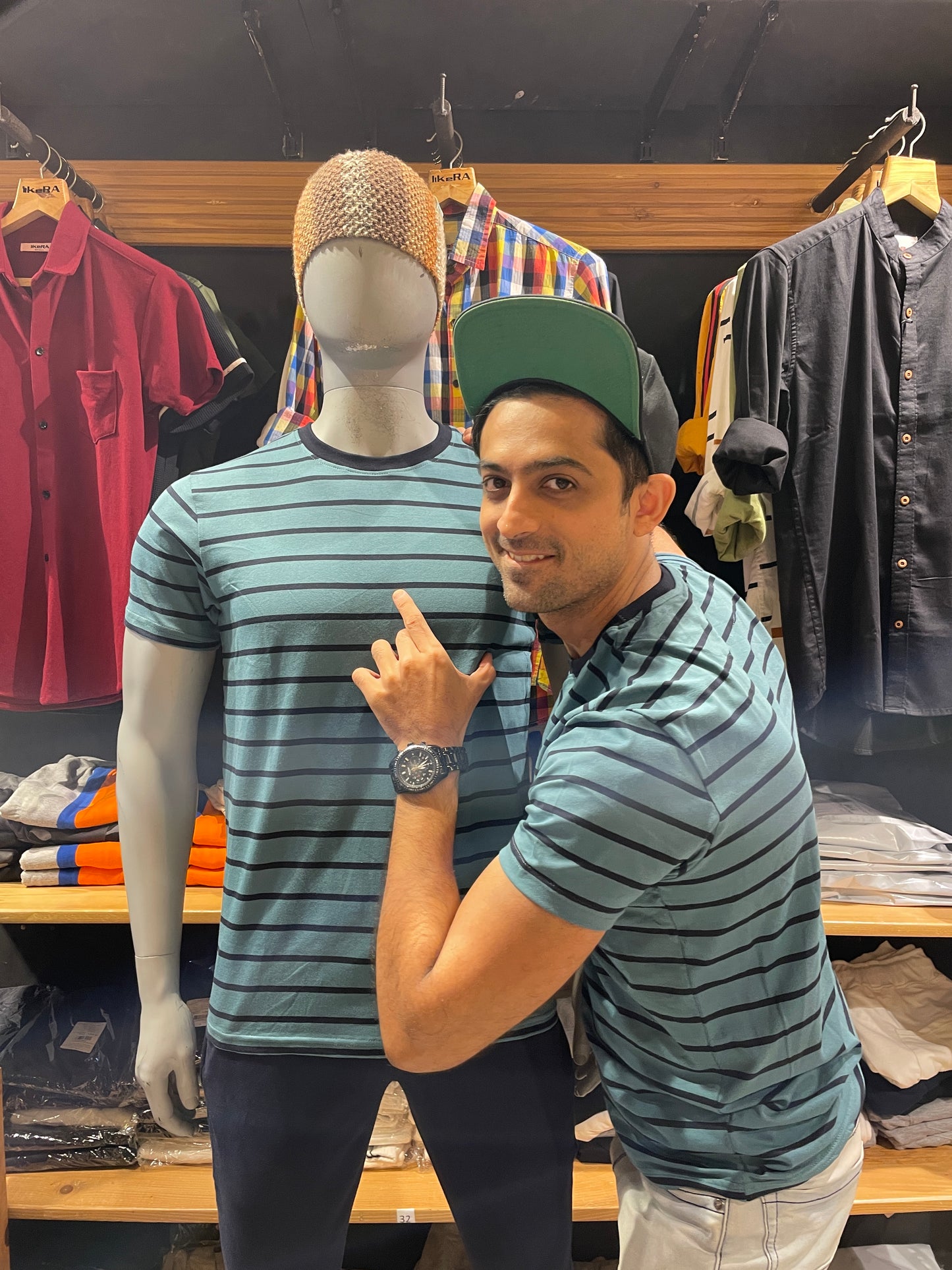 Teal / Navy Striped Tshirt
