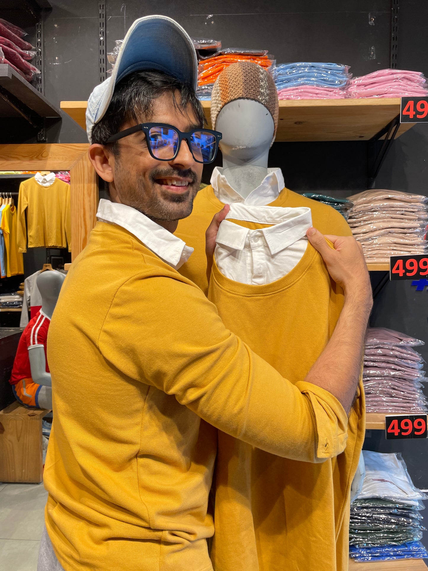 Mustard Pull Over Type Collar Tee