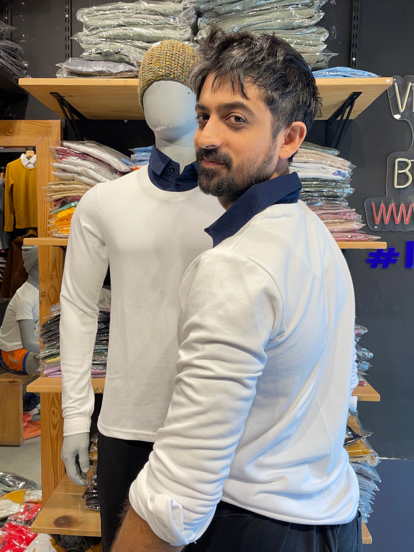 White Pull Over Type Collar Tee