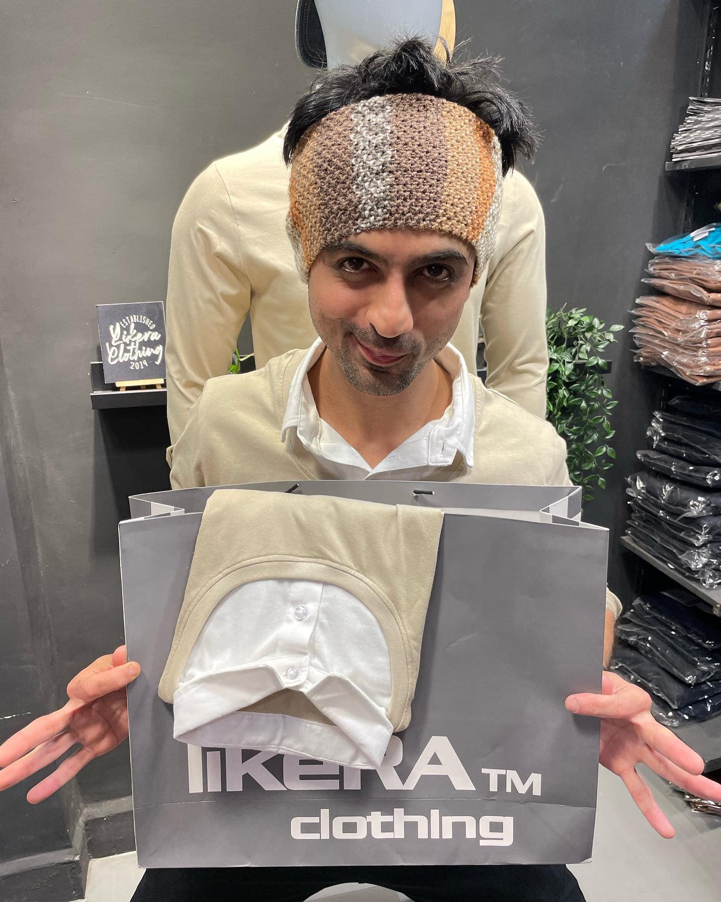 Light Beige Pull Over Type Collar Tee