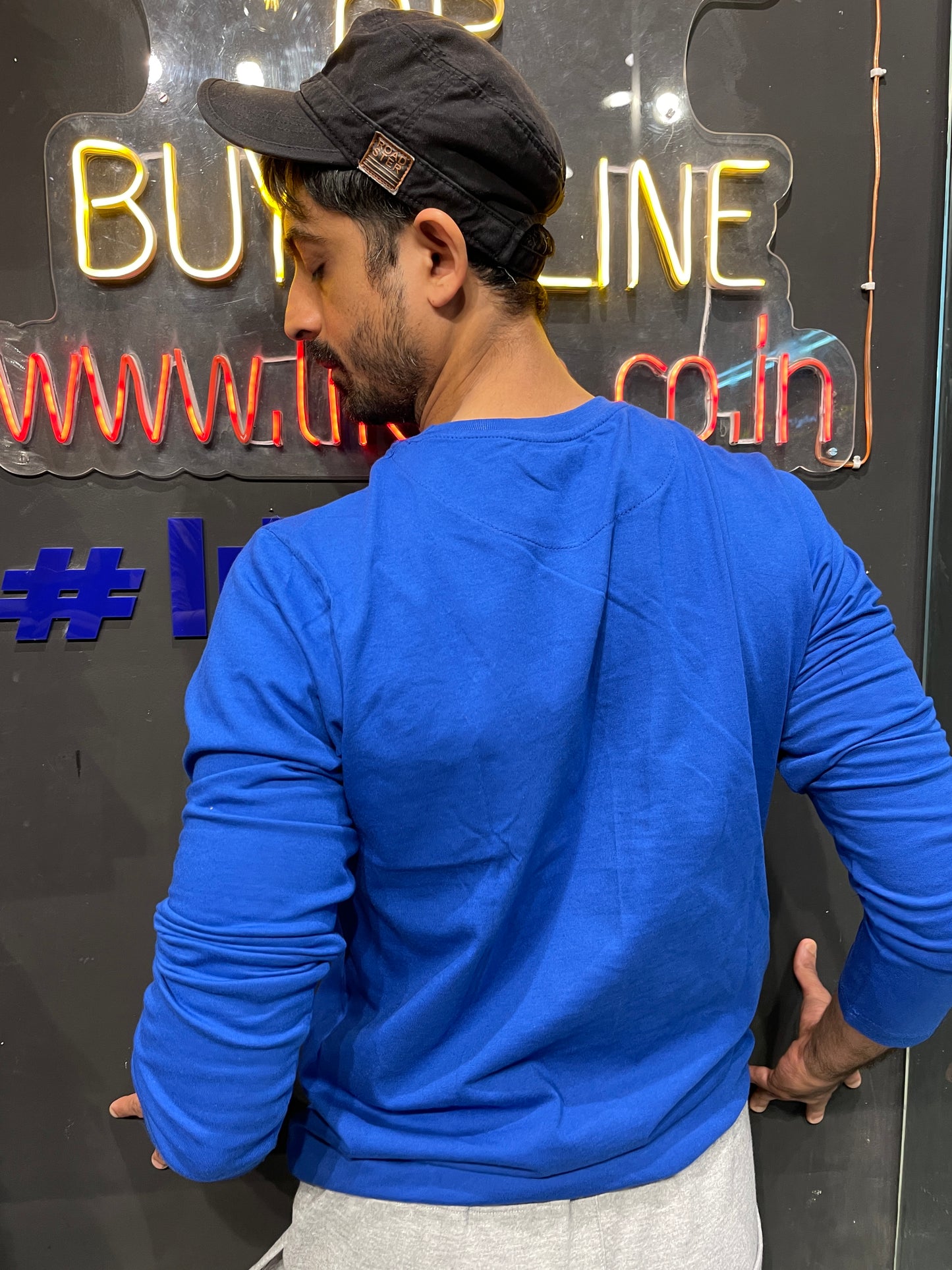 Royal Blue Basic Cotton Full Sleeves Tshirt