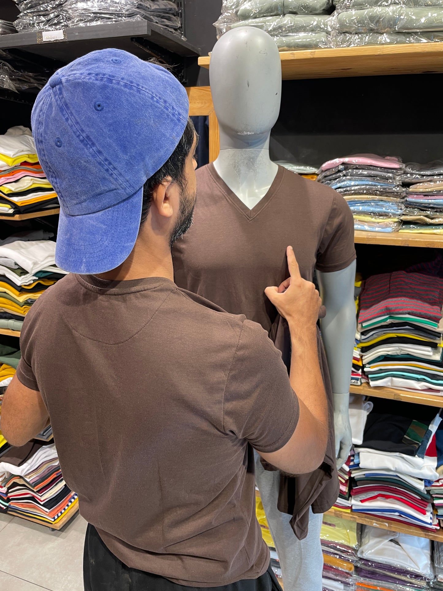 Brown V Neck Basic Tshirt