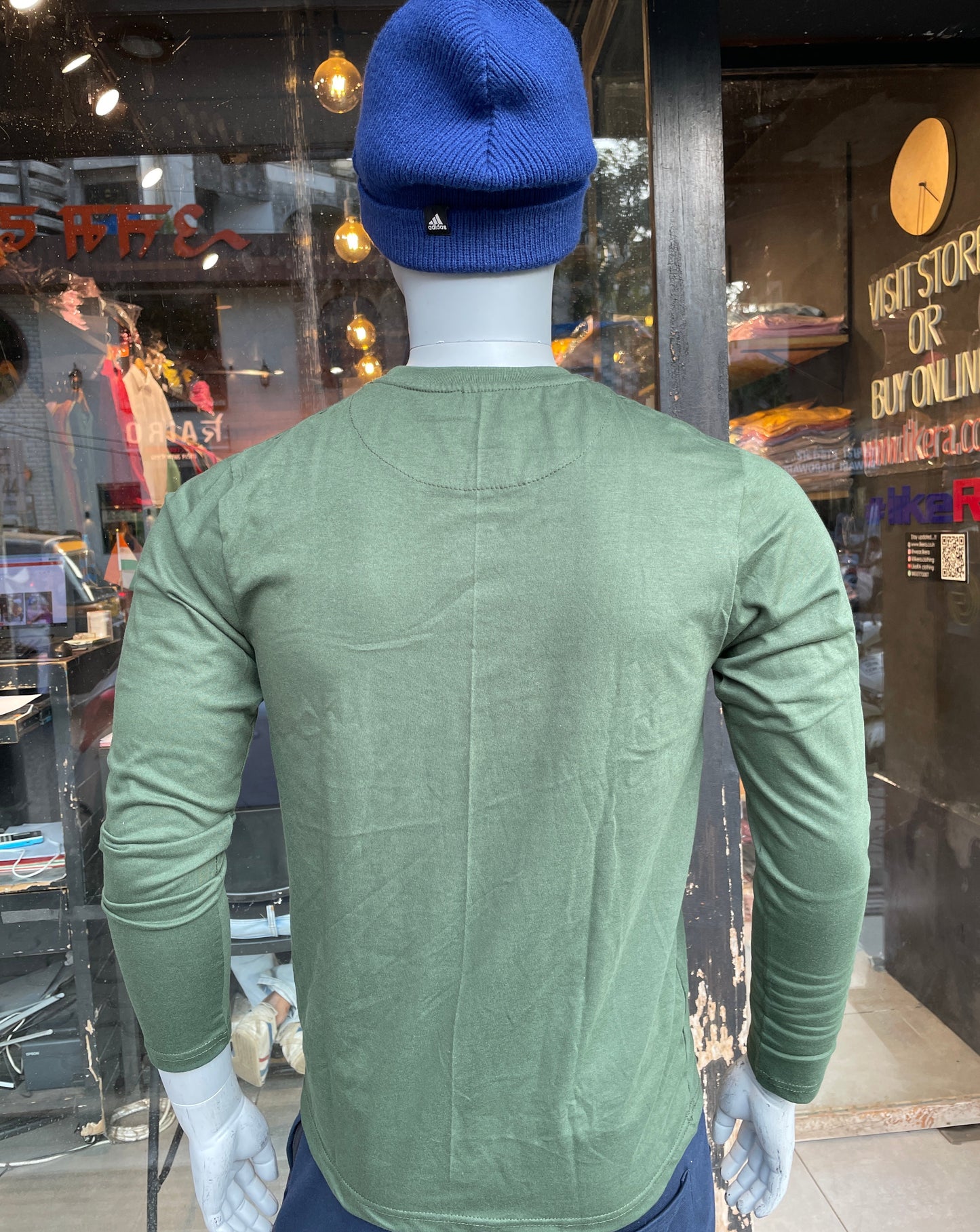 Olive Basic Cotton Full Sleeves Tshirt