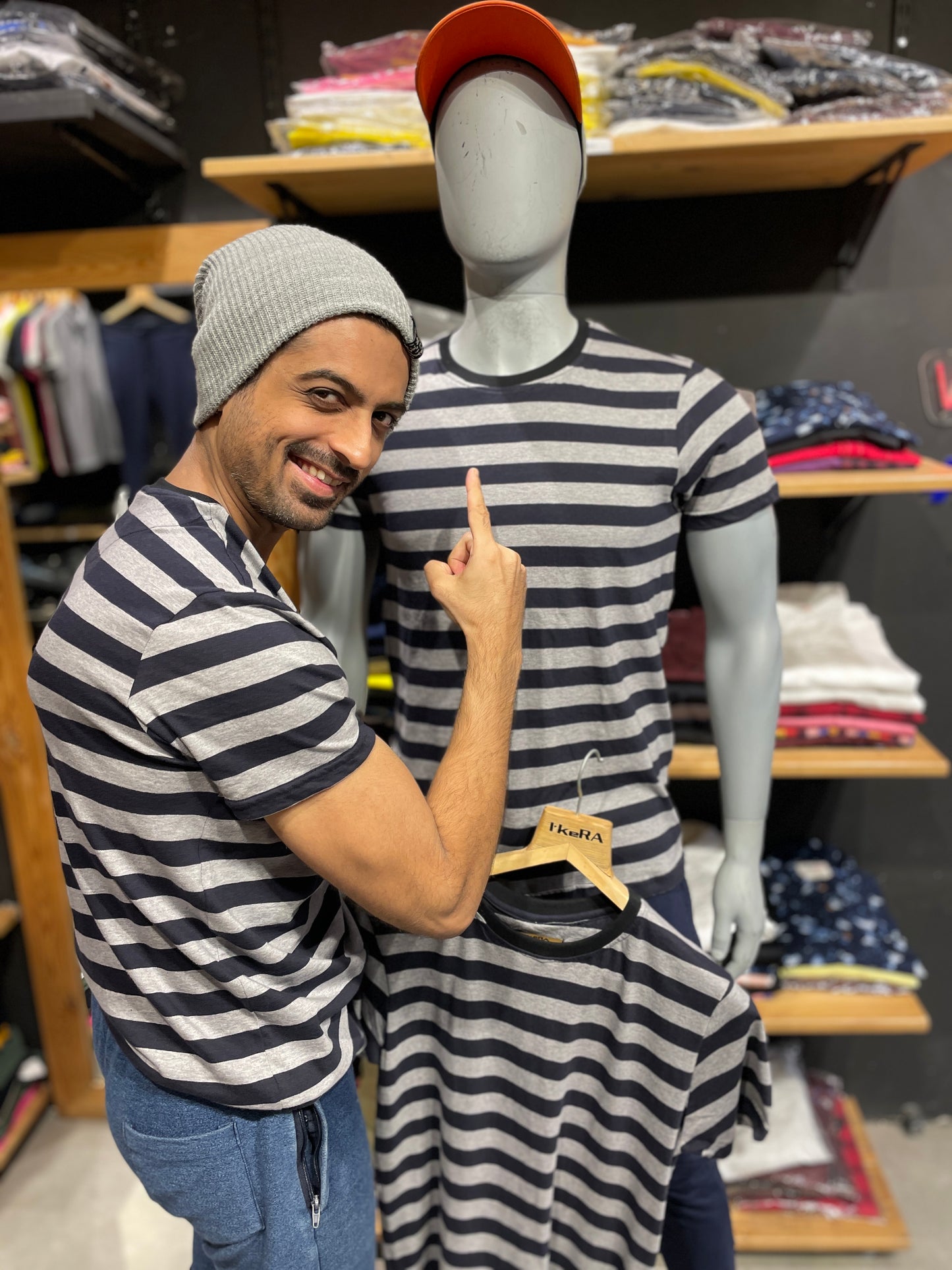 Navy/Grey Striped Tshirt