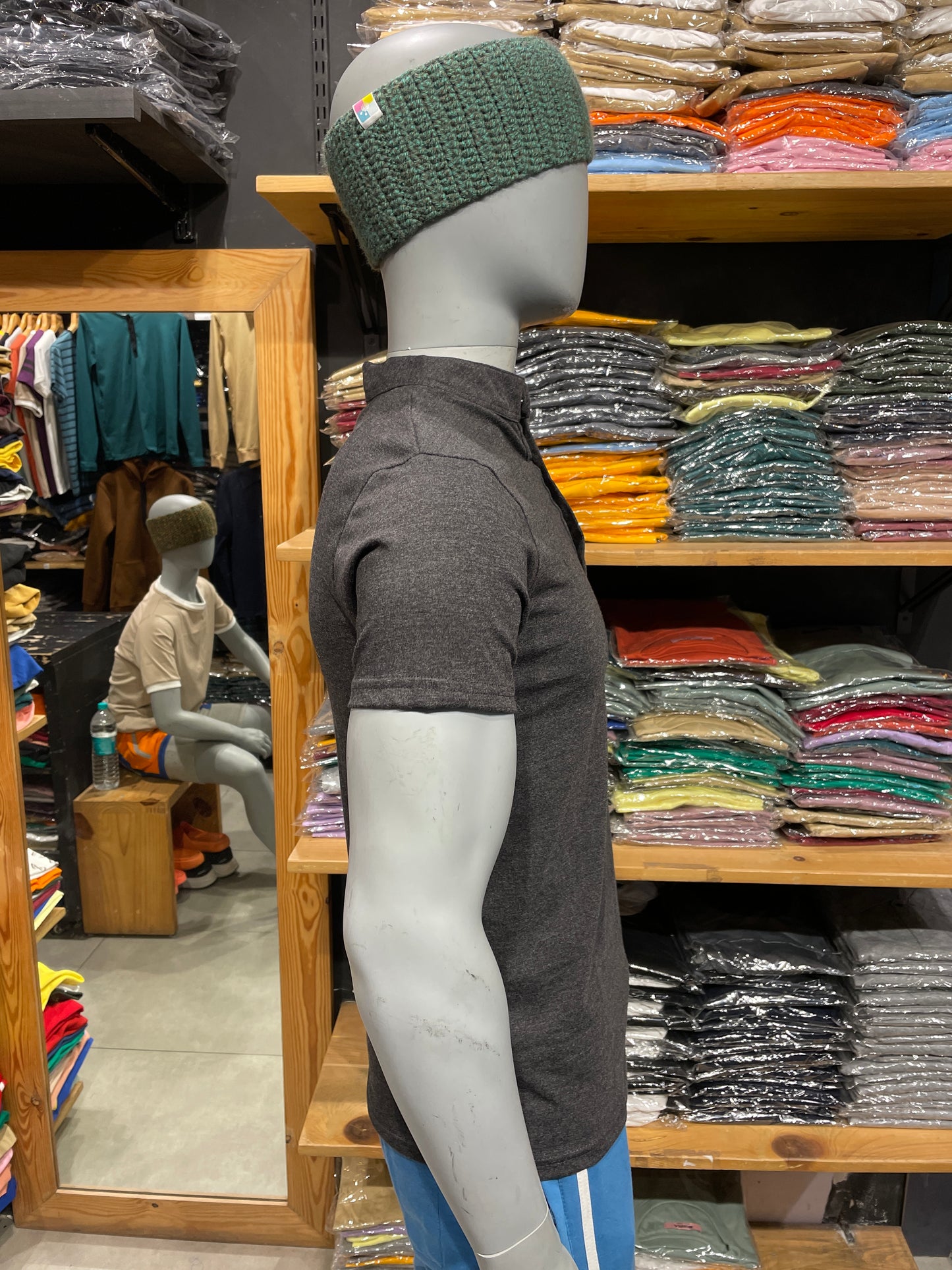 Anthra Melange Chinese Collar Tee