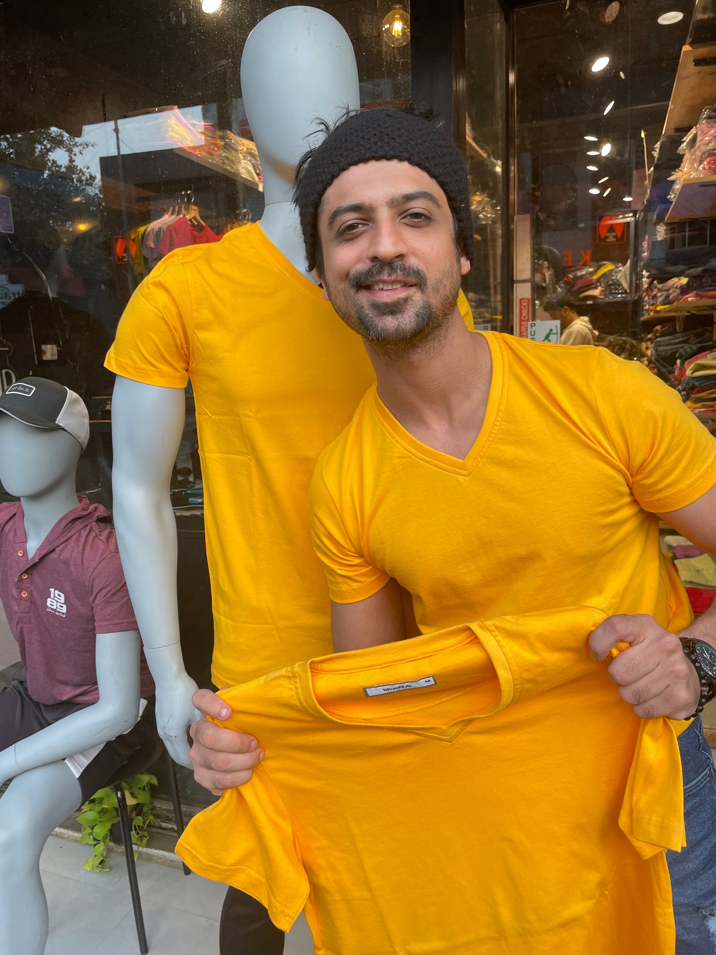 Gold V neck Basic Tshirt (Use BASIC999 coupon code for three qty or above)