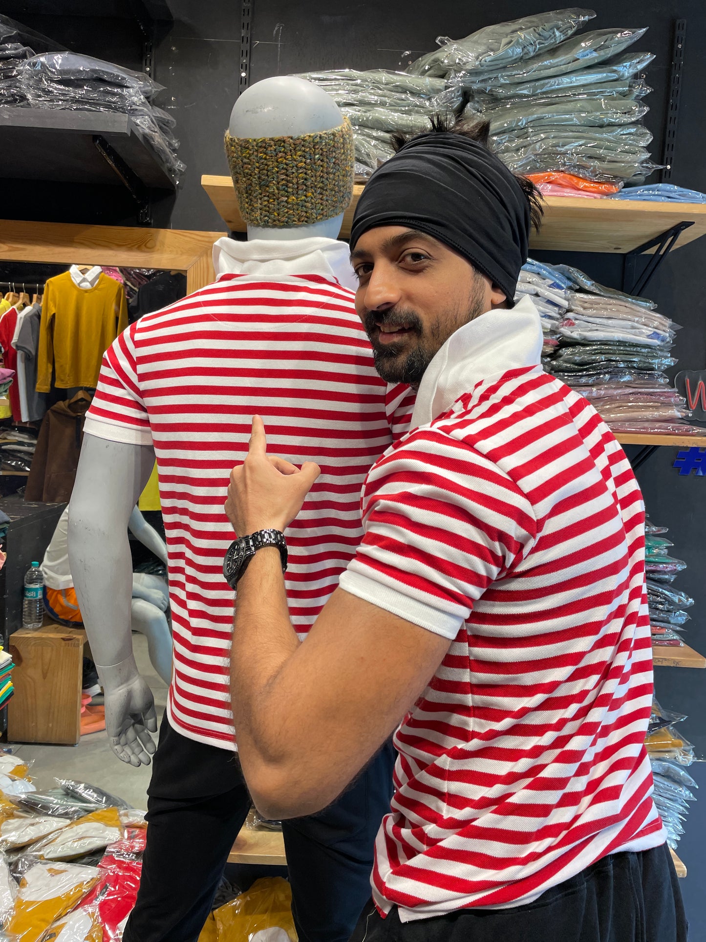 Red / White Striped Polo Tshirt