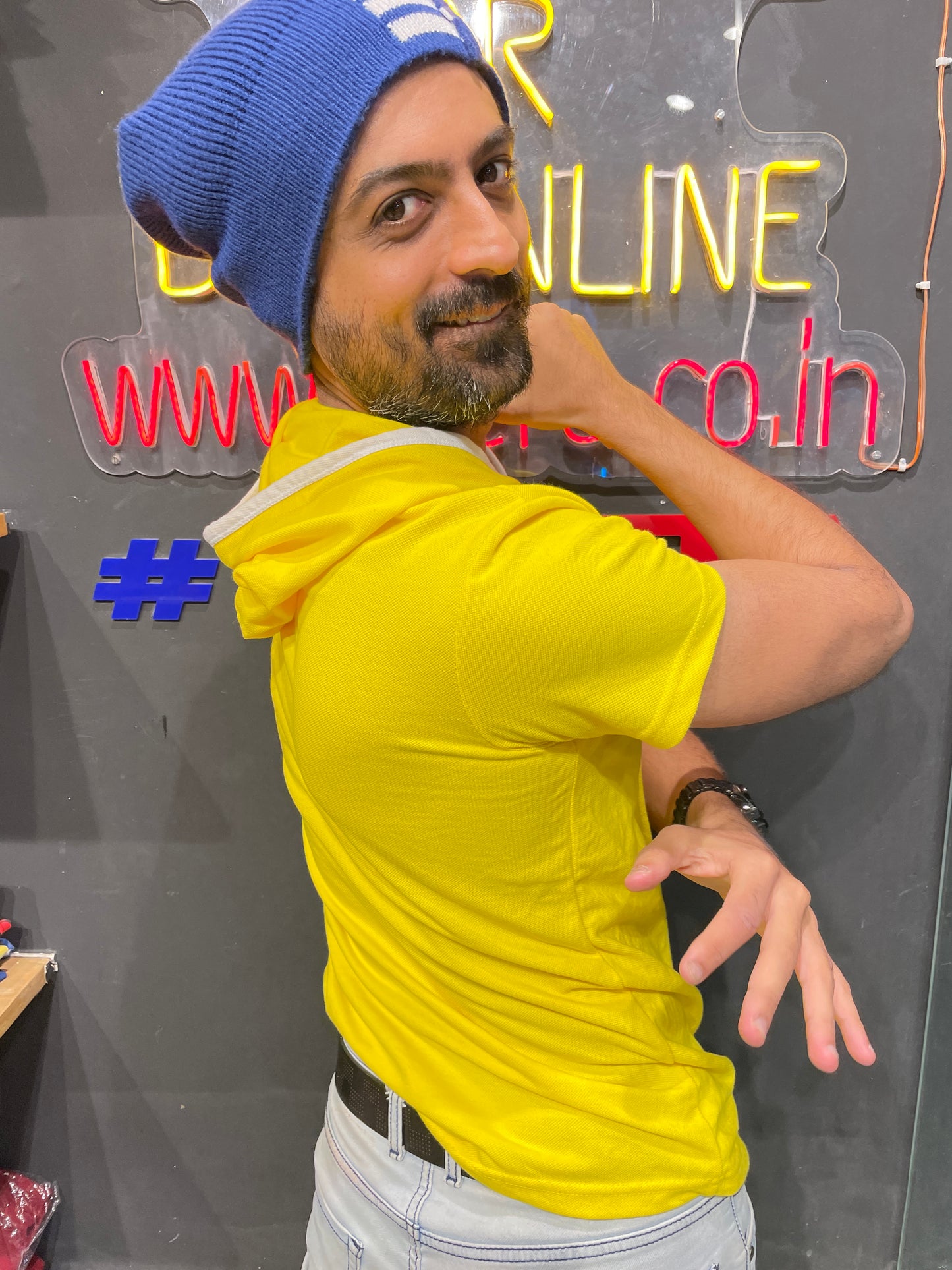 Lemon Matty Hooded Tee with Sleeves Stripes