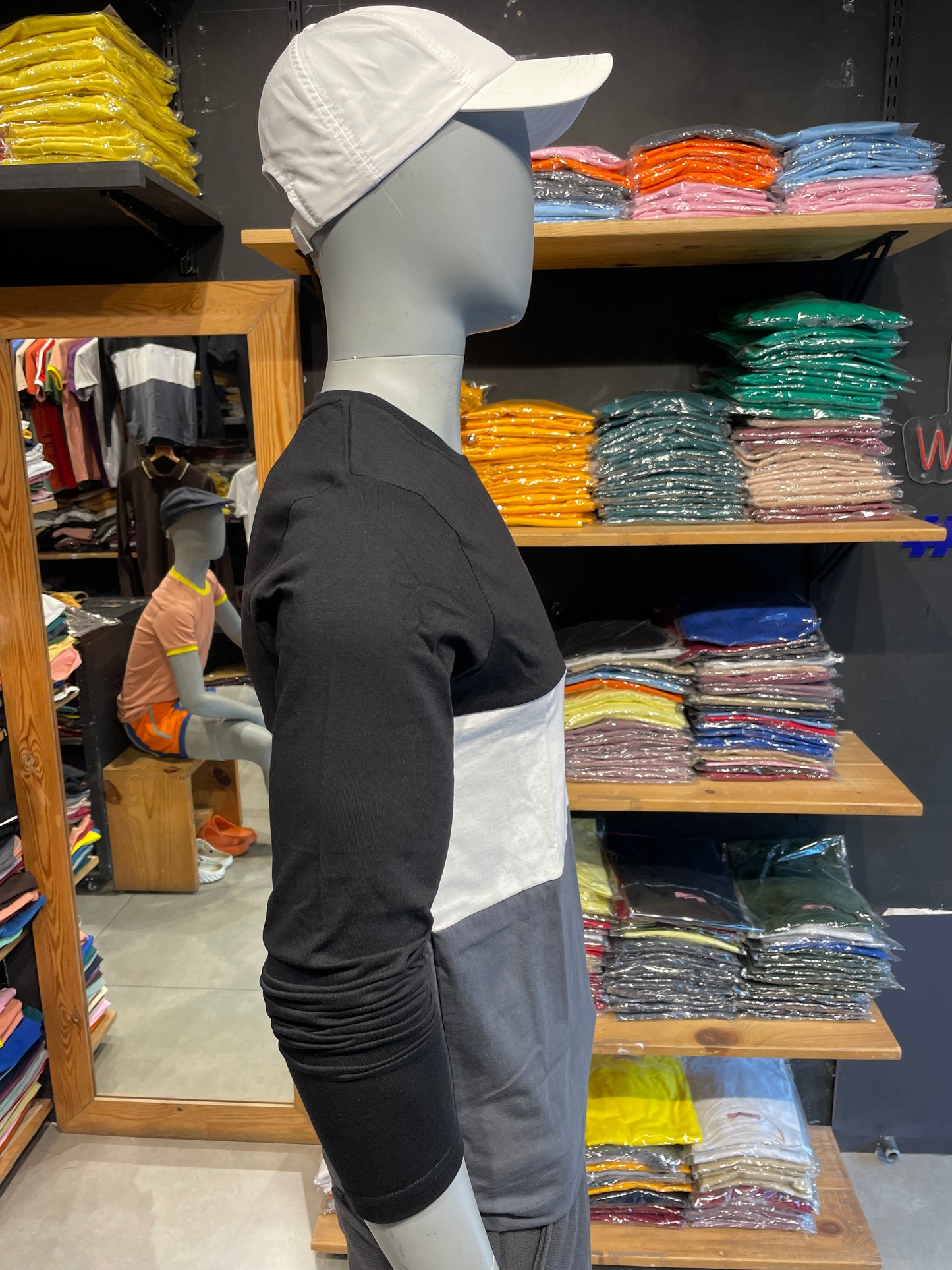 Black / White / Steel Grey Colour Block Tshirt