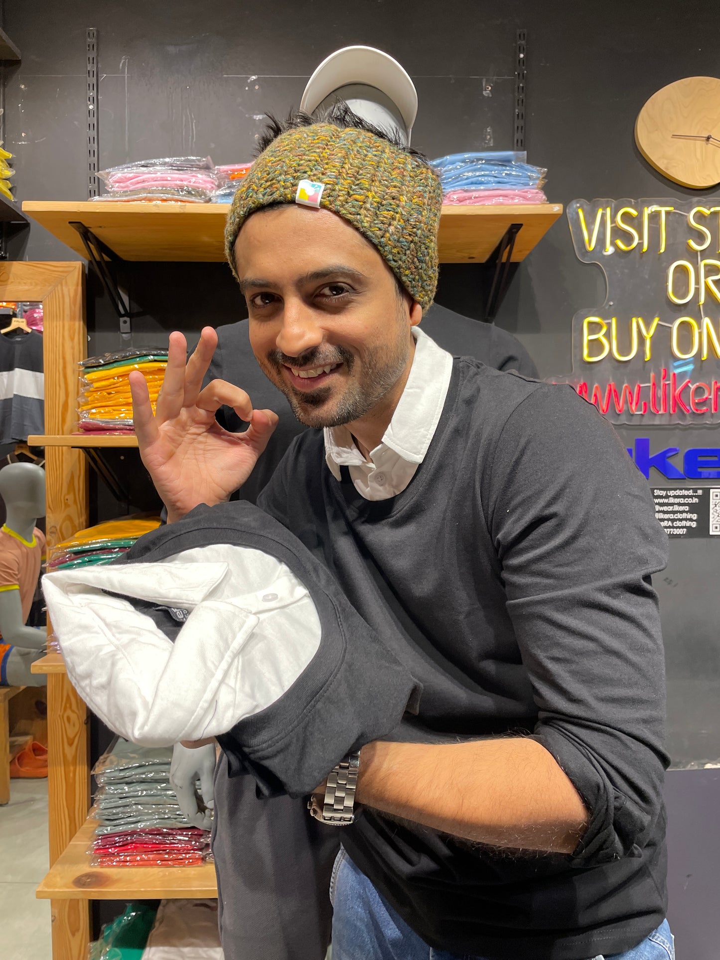 Black Pull Over Type Collar Tee