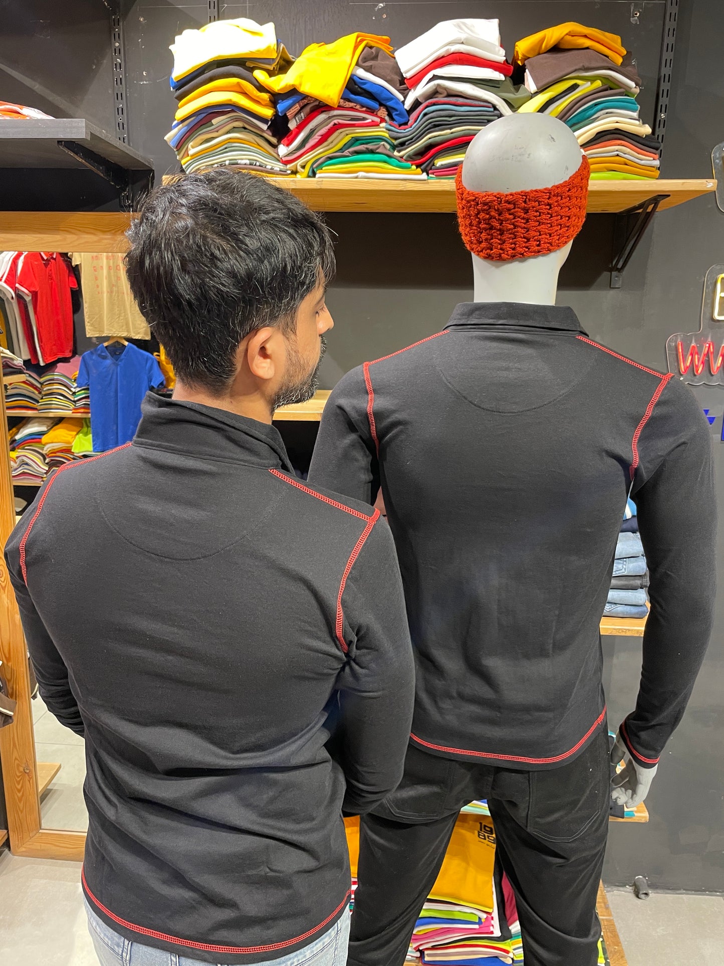 Black Tshirt with Red Threads