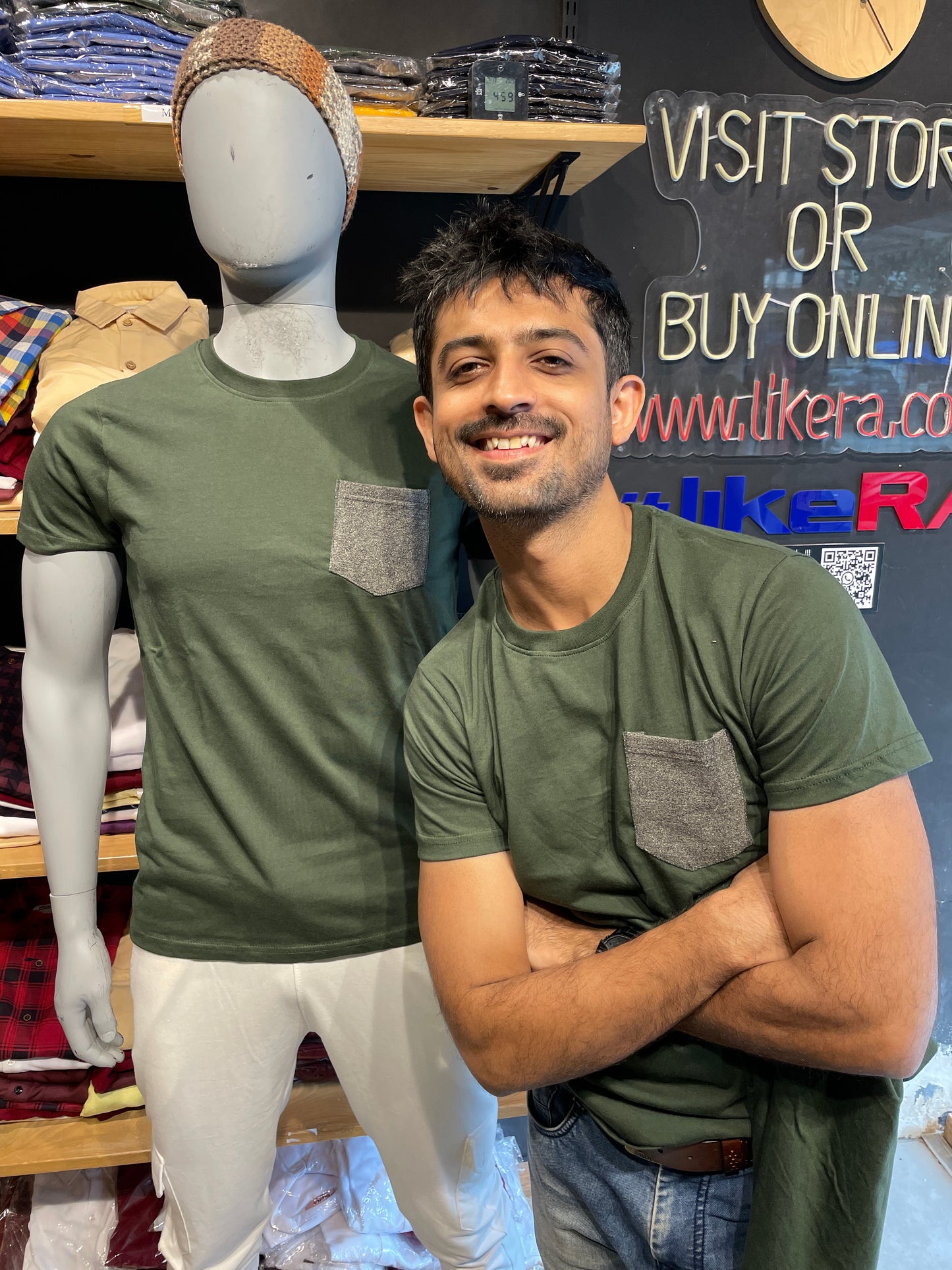 Olive Denim Pocket Tee
