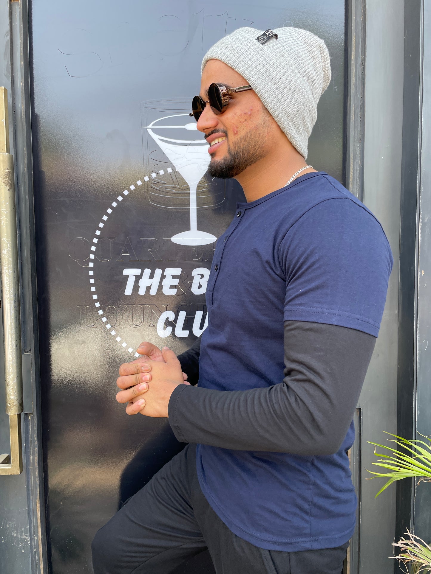 Navy/Black Double Placket Henley