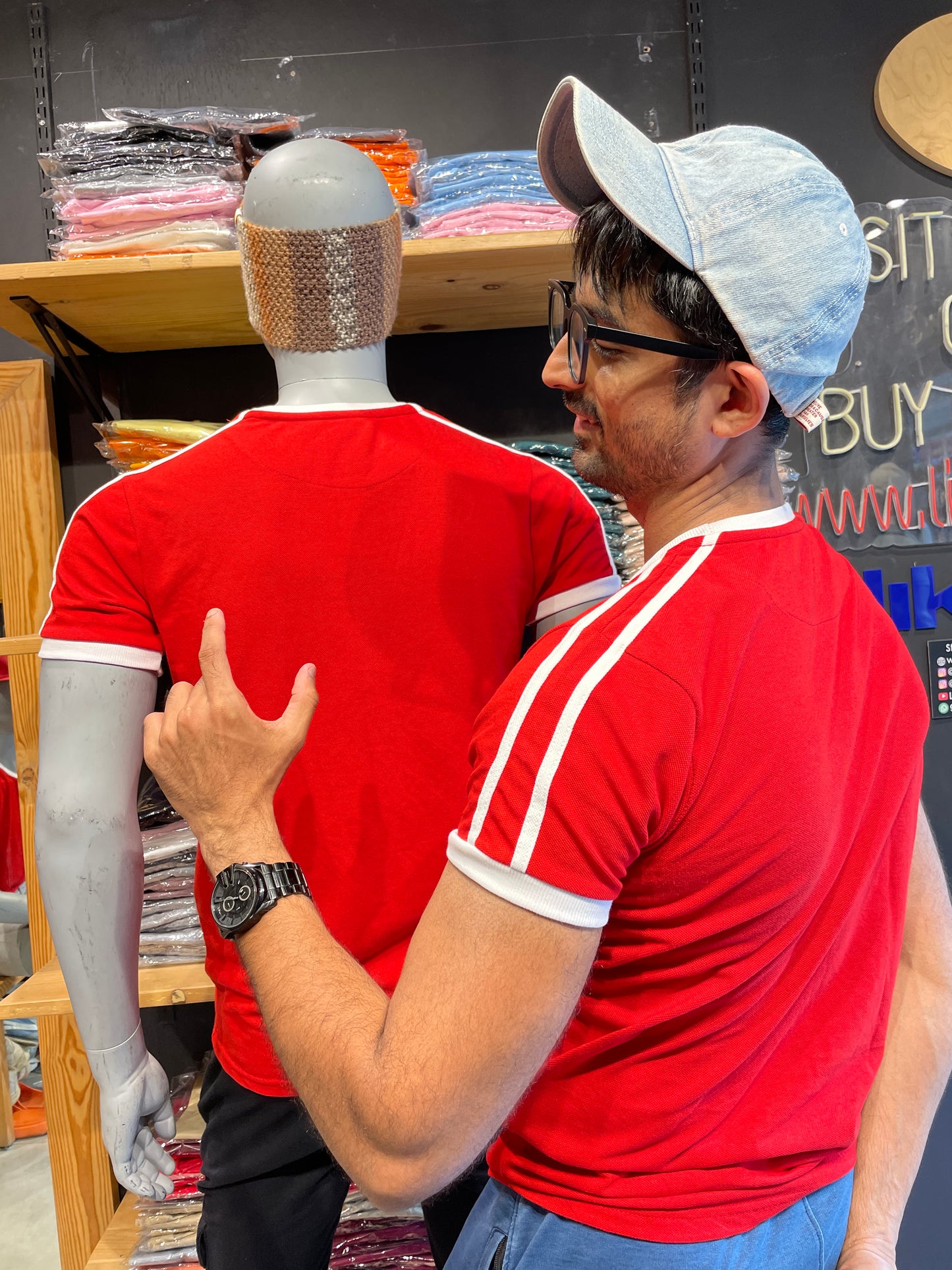 Red Double Piping Tshirt