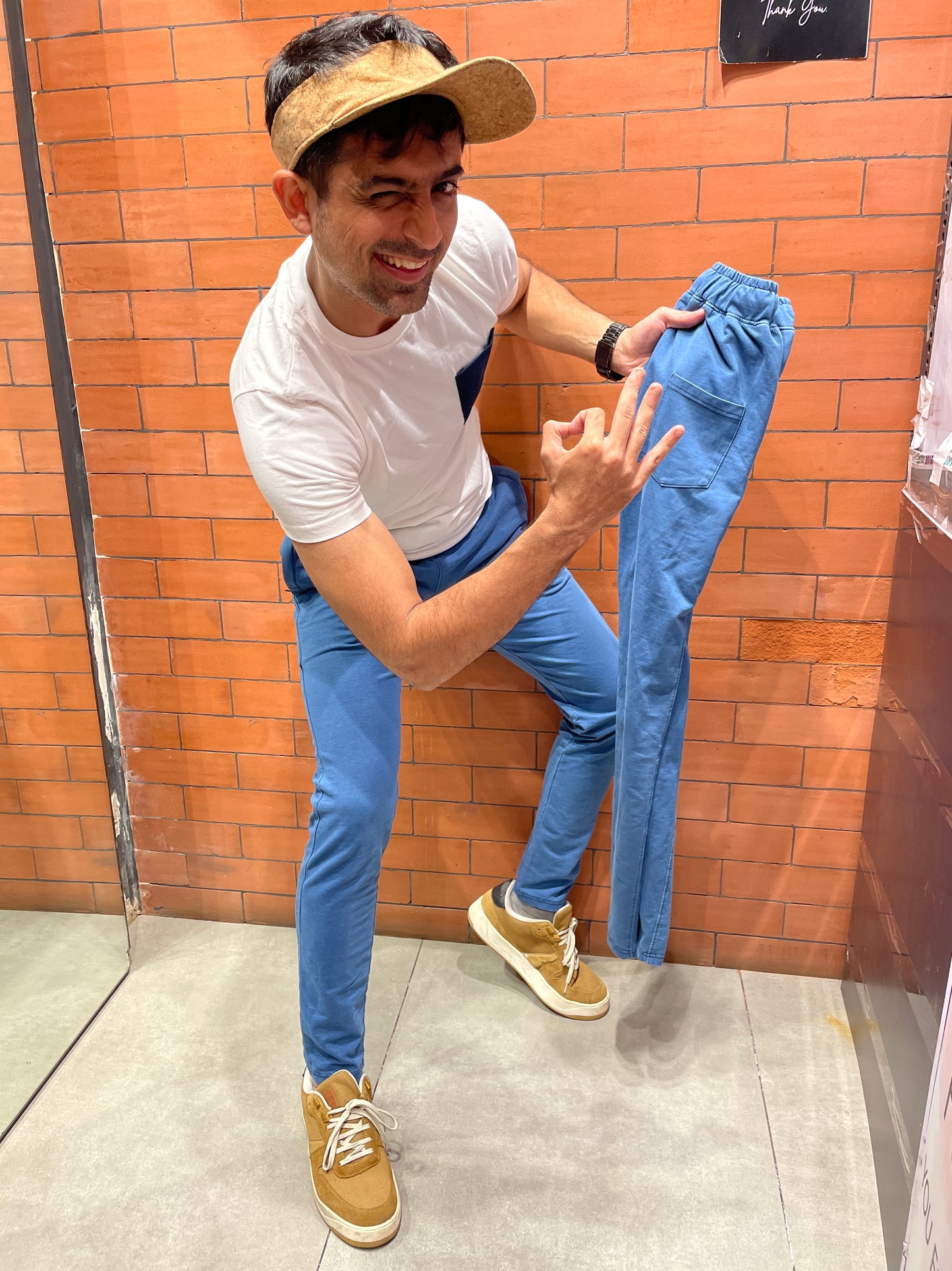 Denim Blue Stretch Track Pant