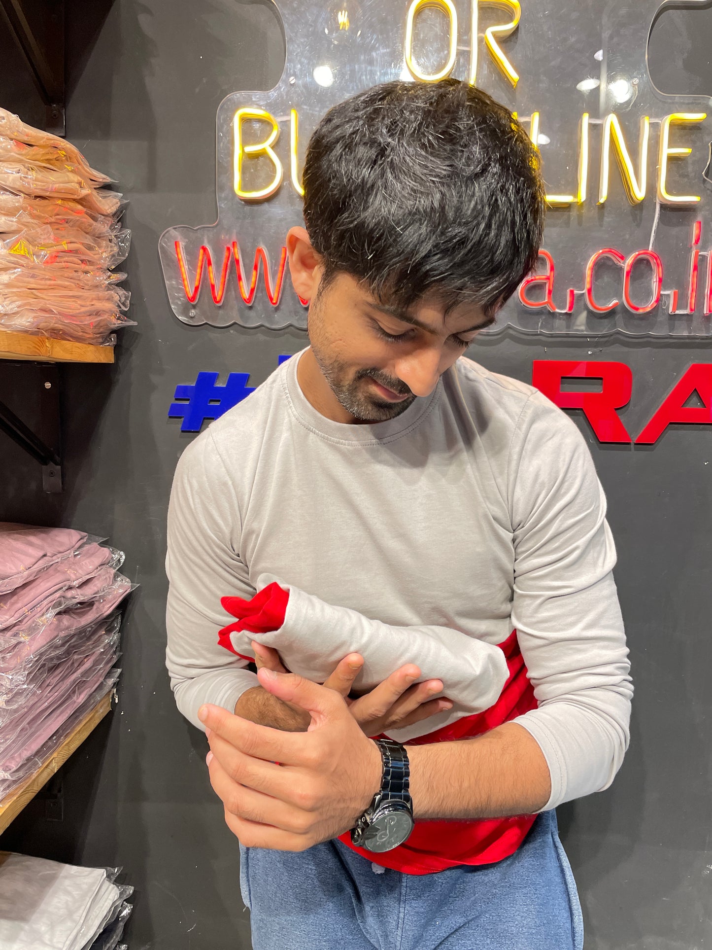 Light Grey / Red Combination Tshirt