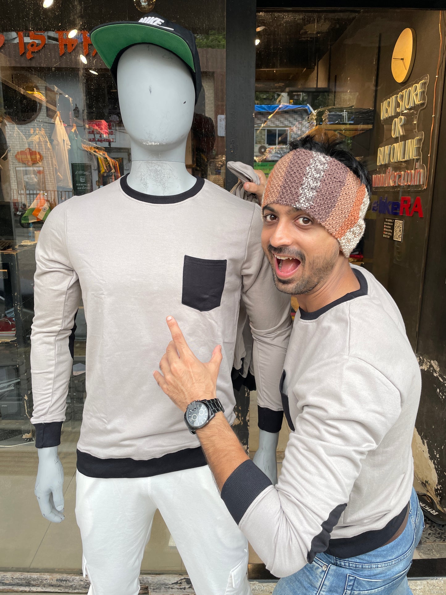 Light Grey Sweatshirt with Elbow Patch