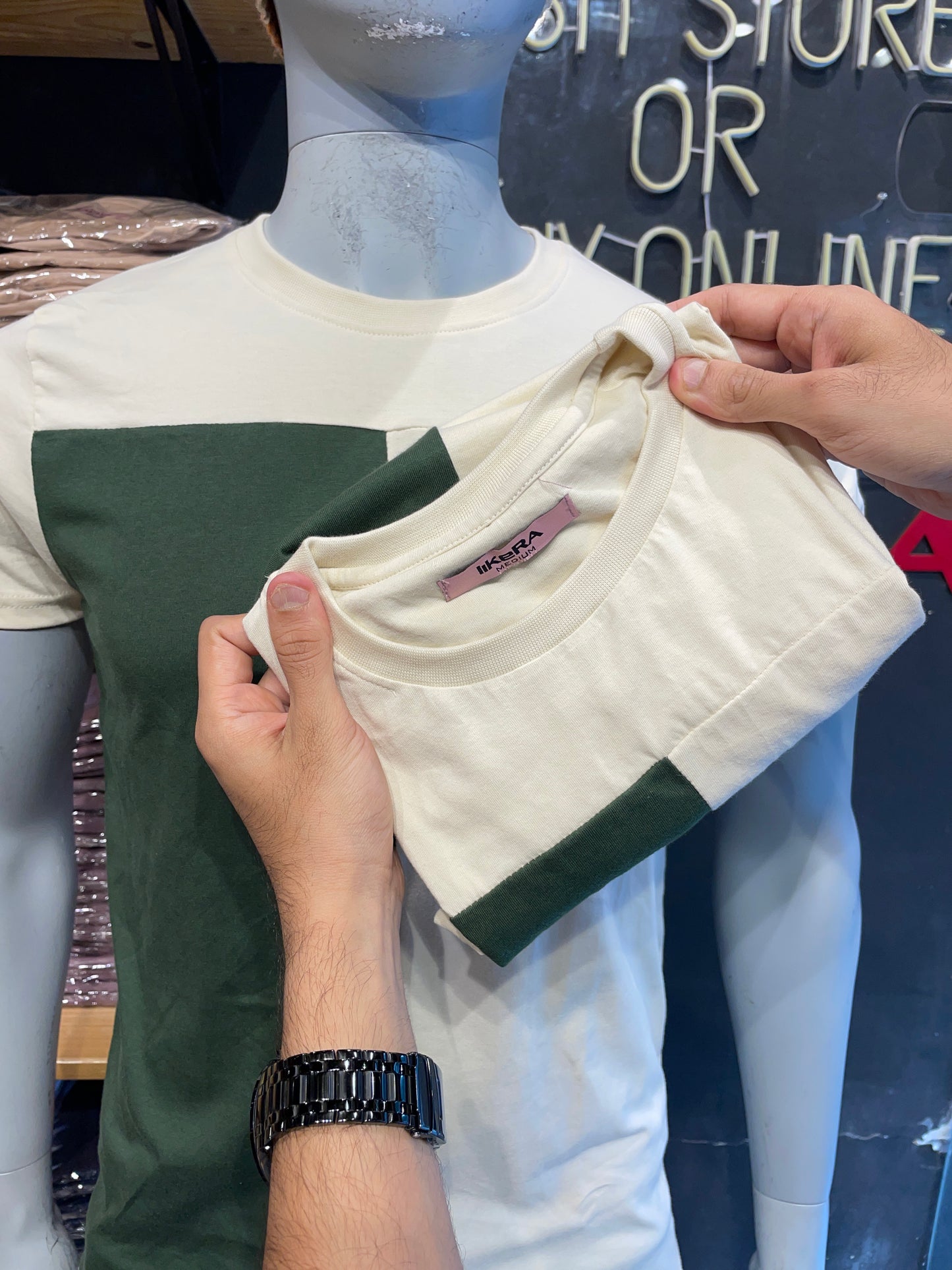 Sand Shel / Olive Combination Tshirt