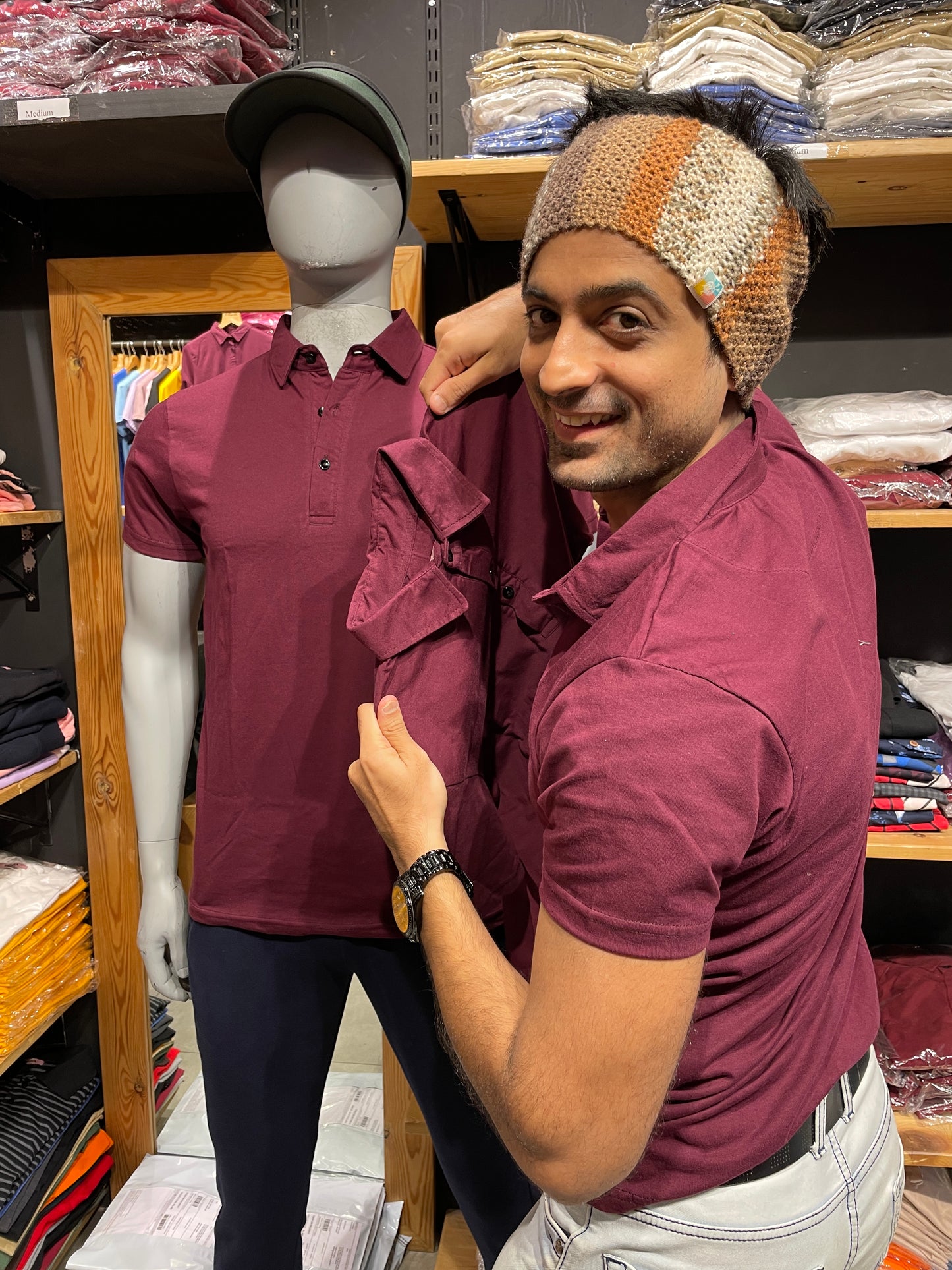 Burgundy Small Collar Tshirt
