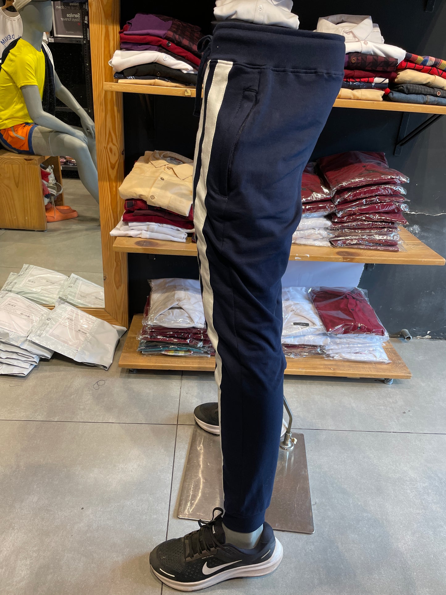 Navy Joggers with Front Double Lines