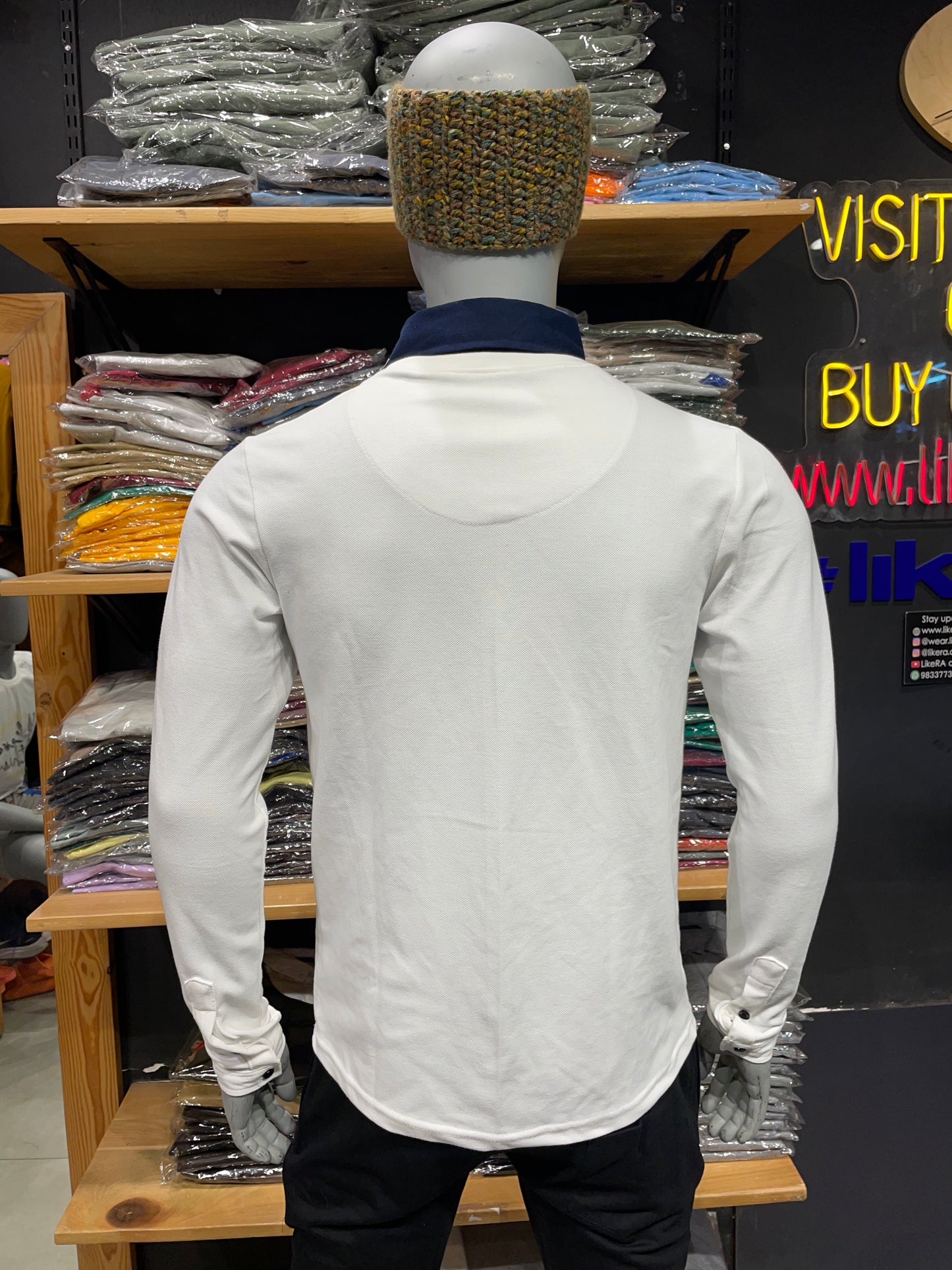 White Pull Over Type Collar Tee