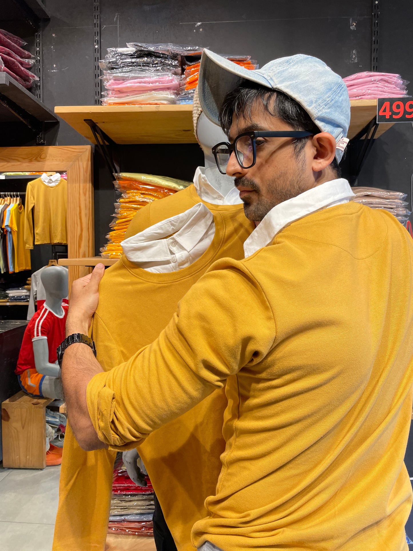 Mustard Pull Over Type Collar Tee
