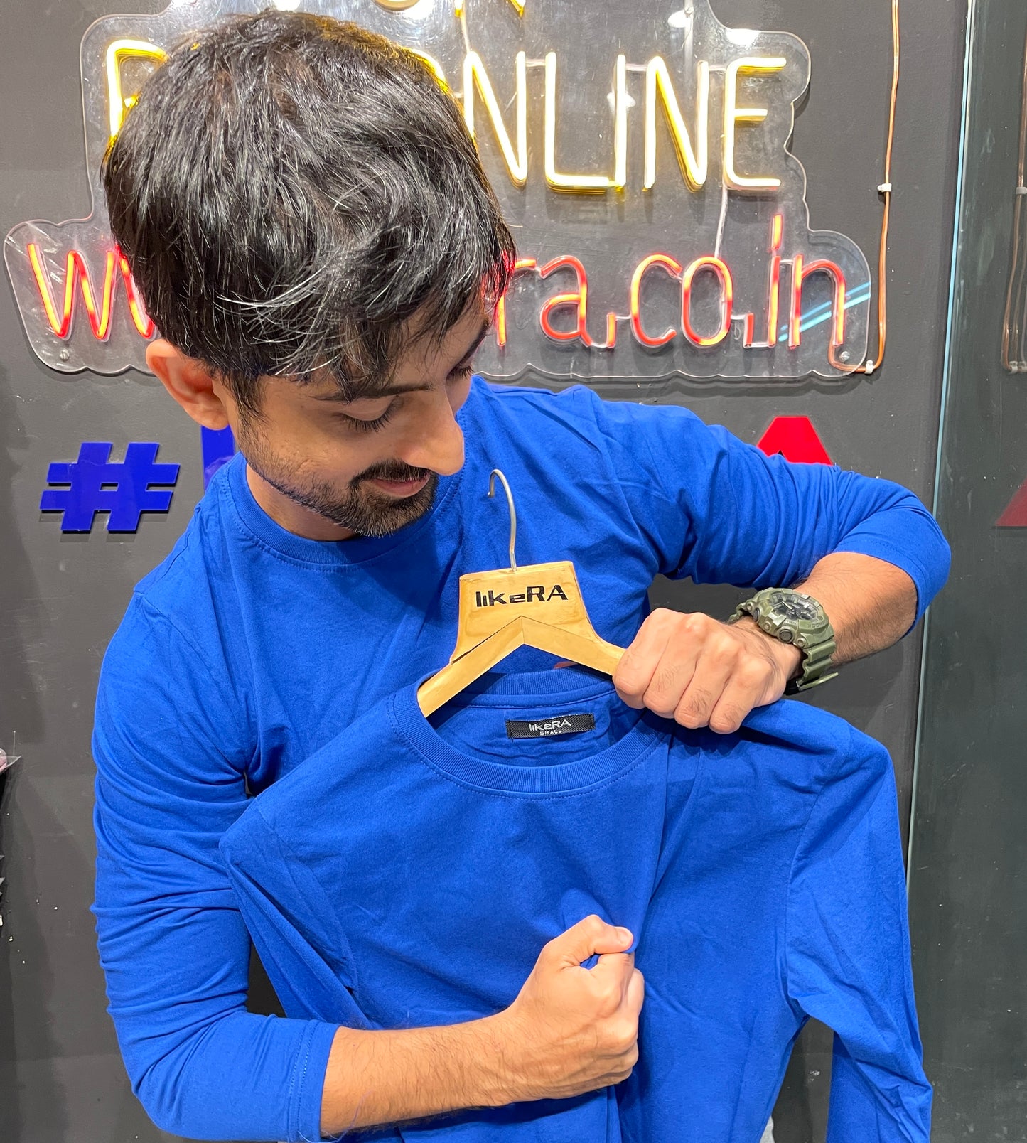 Royal Blue Basic Cotton Full Sleeves Tshirt
