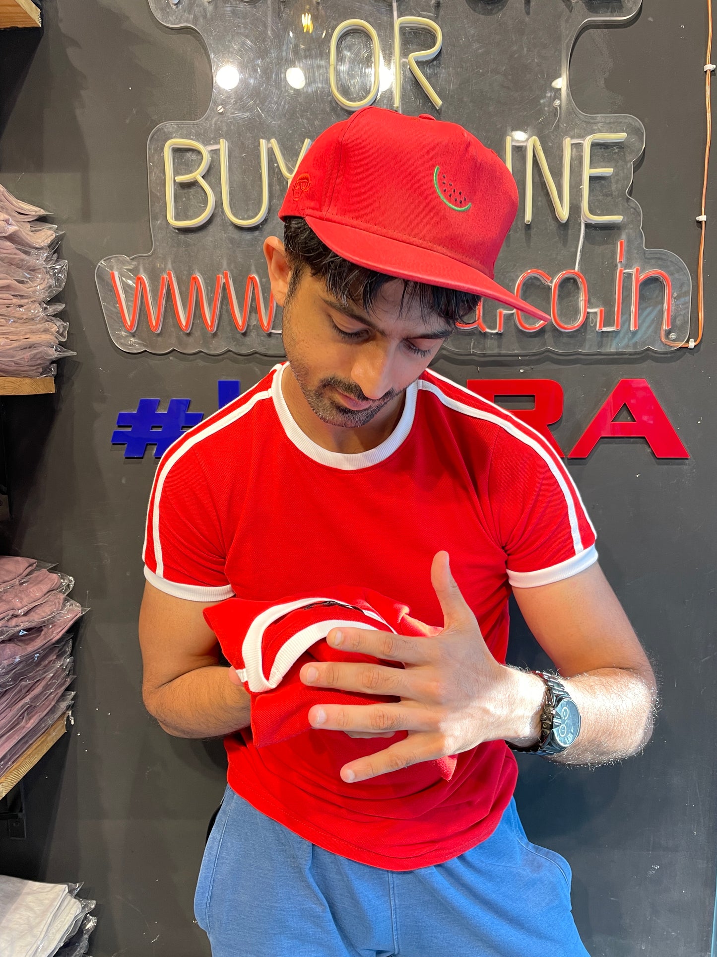 Red Double Piping Tshirt