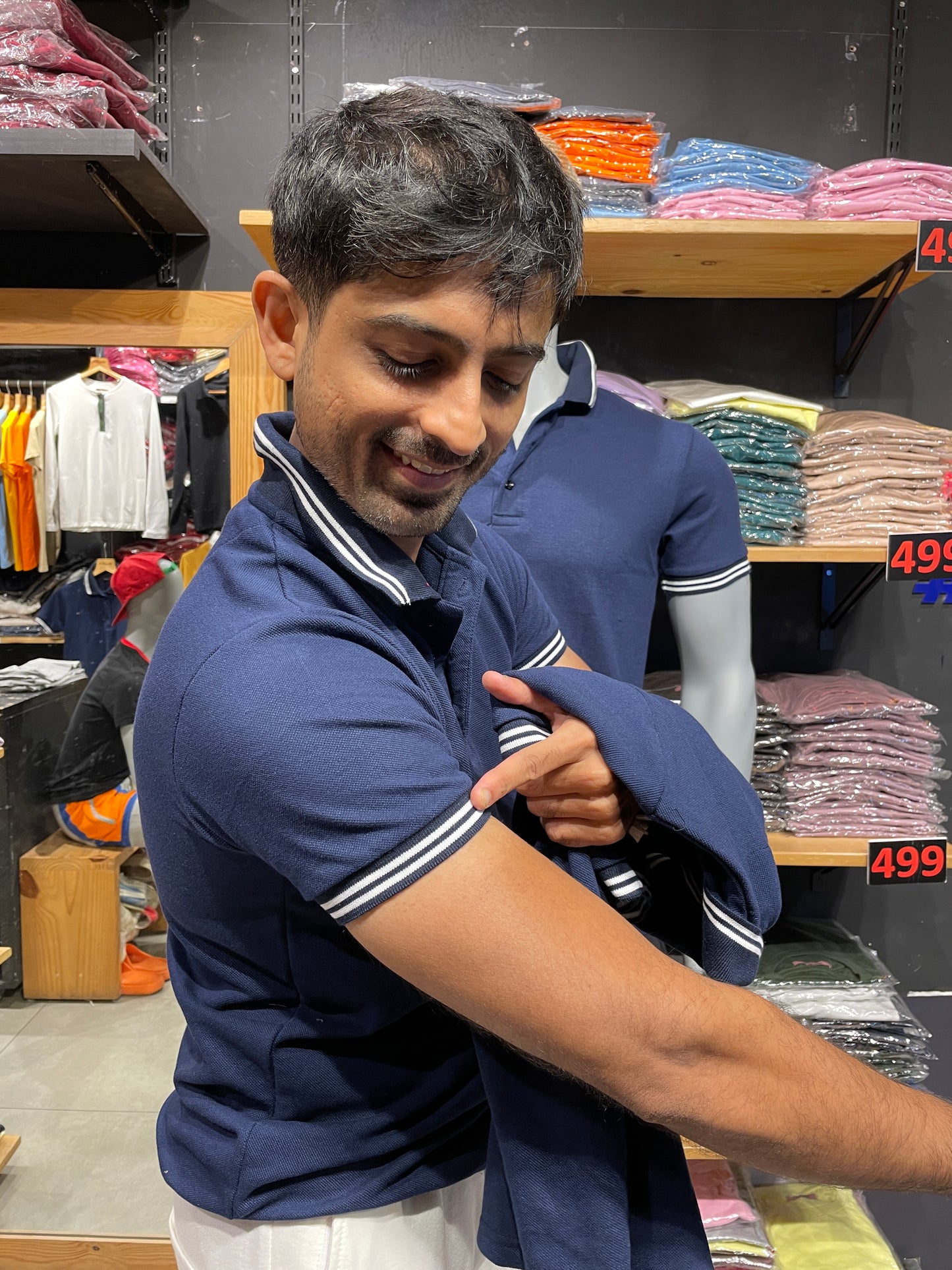 Navy Polo Tee with White Tipping