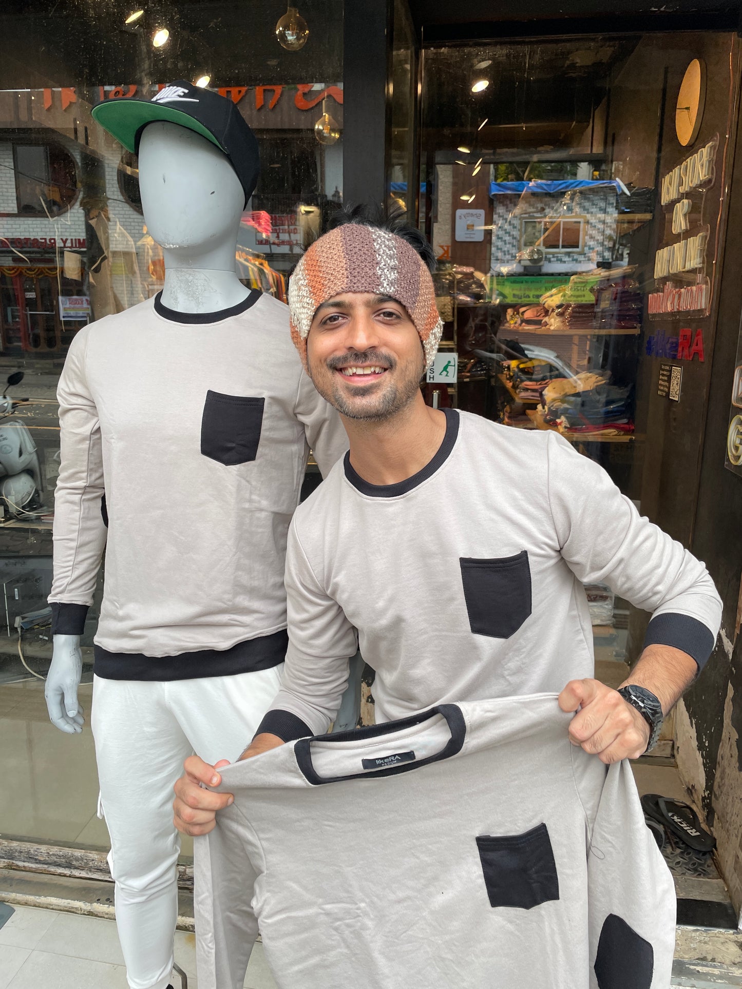 Light Grey Sweatshirt with Elbow Patch