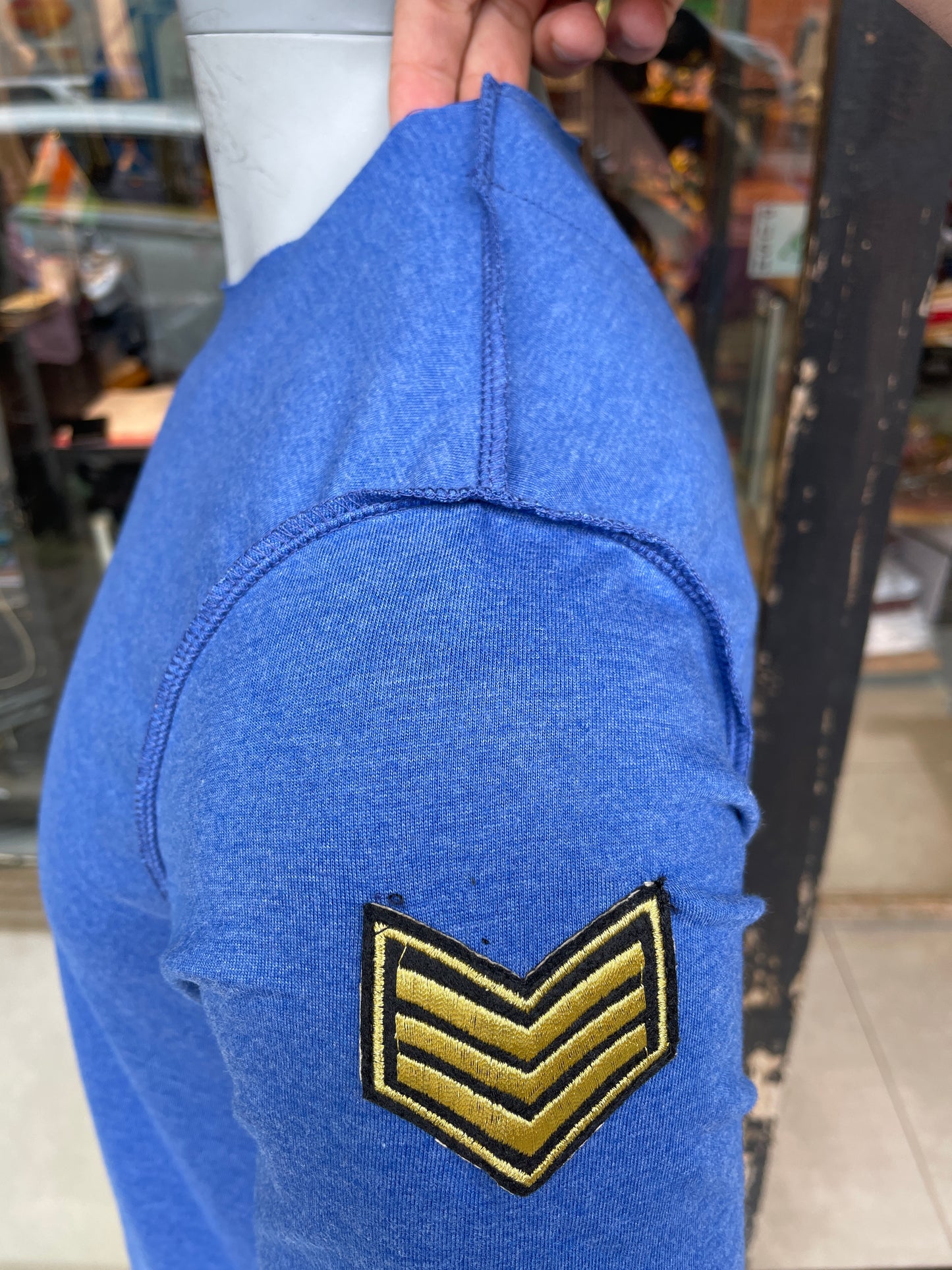 Royal Blue Melange Patch on Left Sleeves Tee