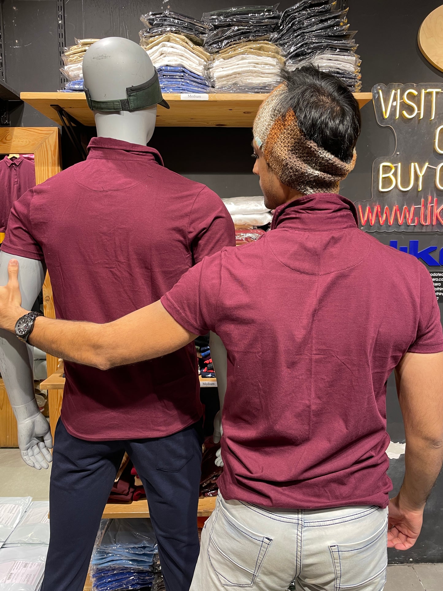 Burgundy Small Collar Tshirt