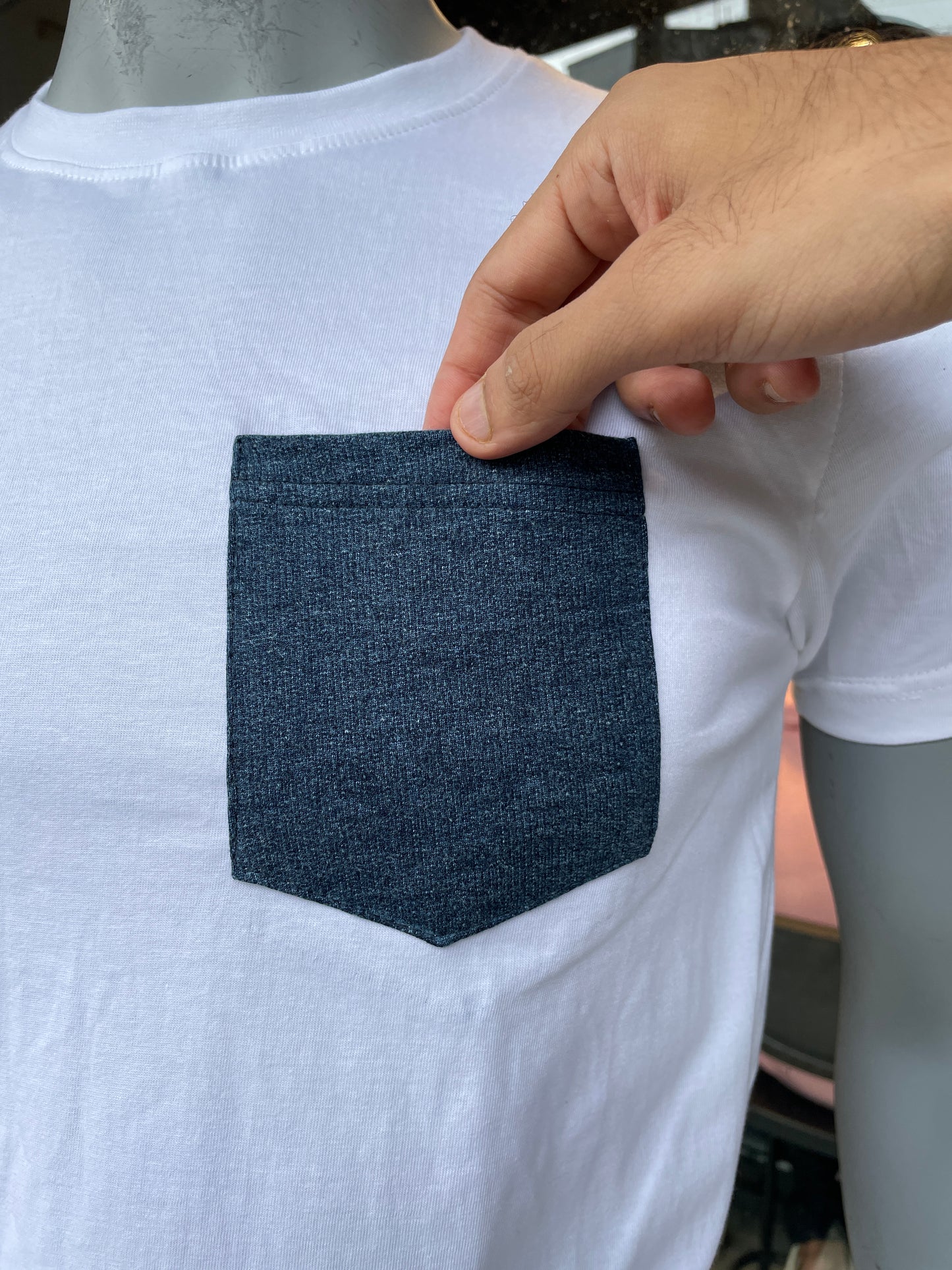 White Denim Pocket Tee
