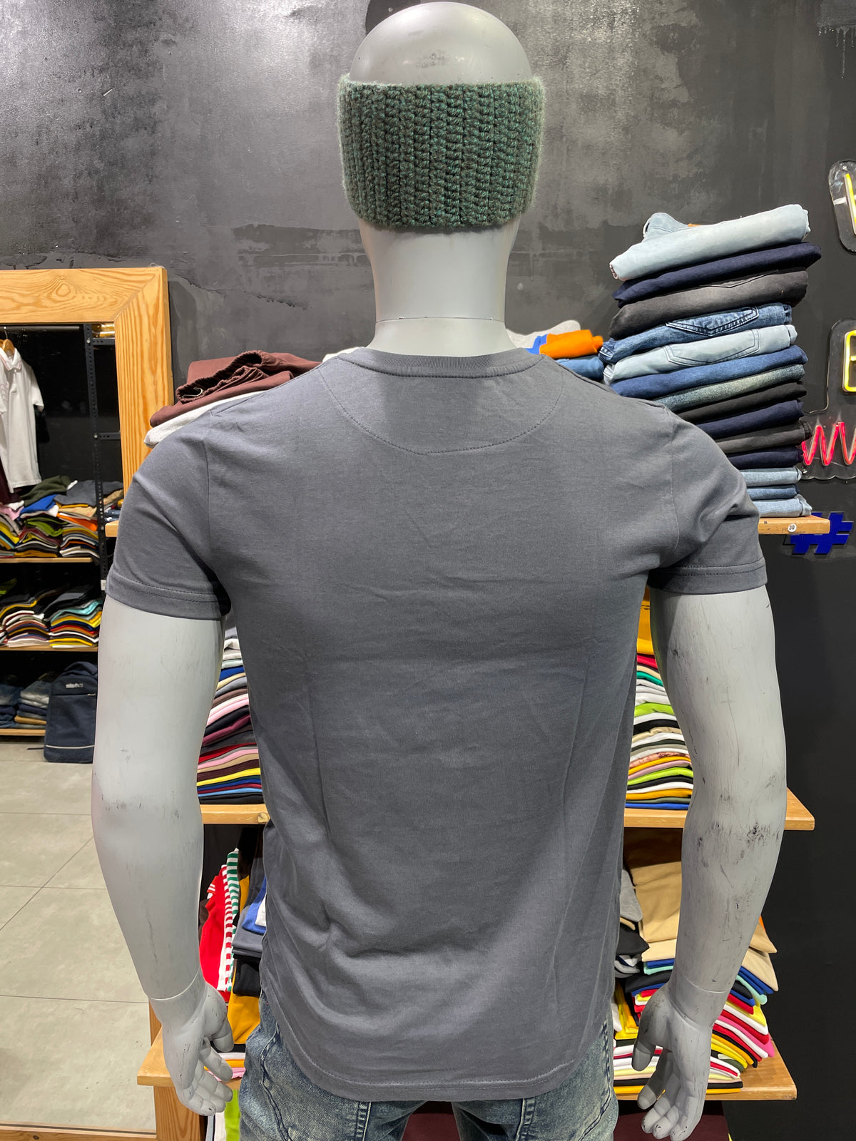 Steel Grey V Neck Basic Tshirt