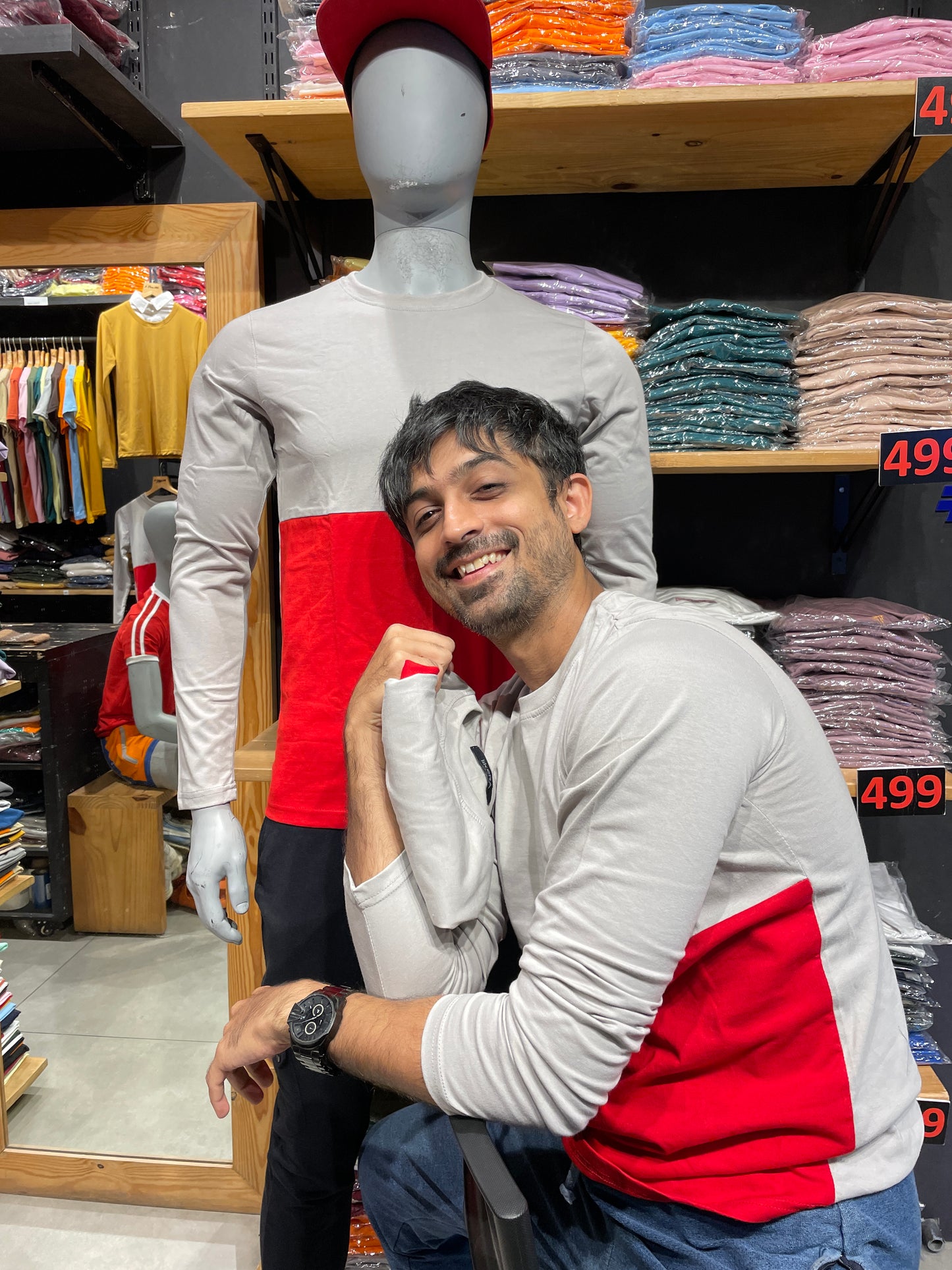 Light Grey / Red Combination Tshirt