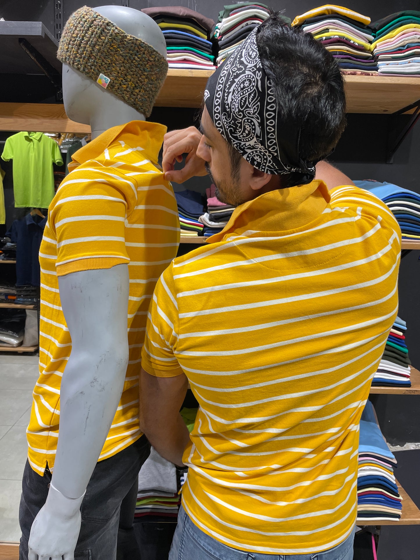 Yellow / White Stretch Polo Tshirt