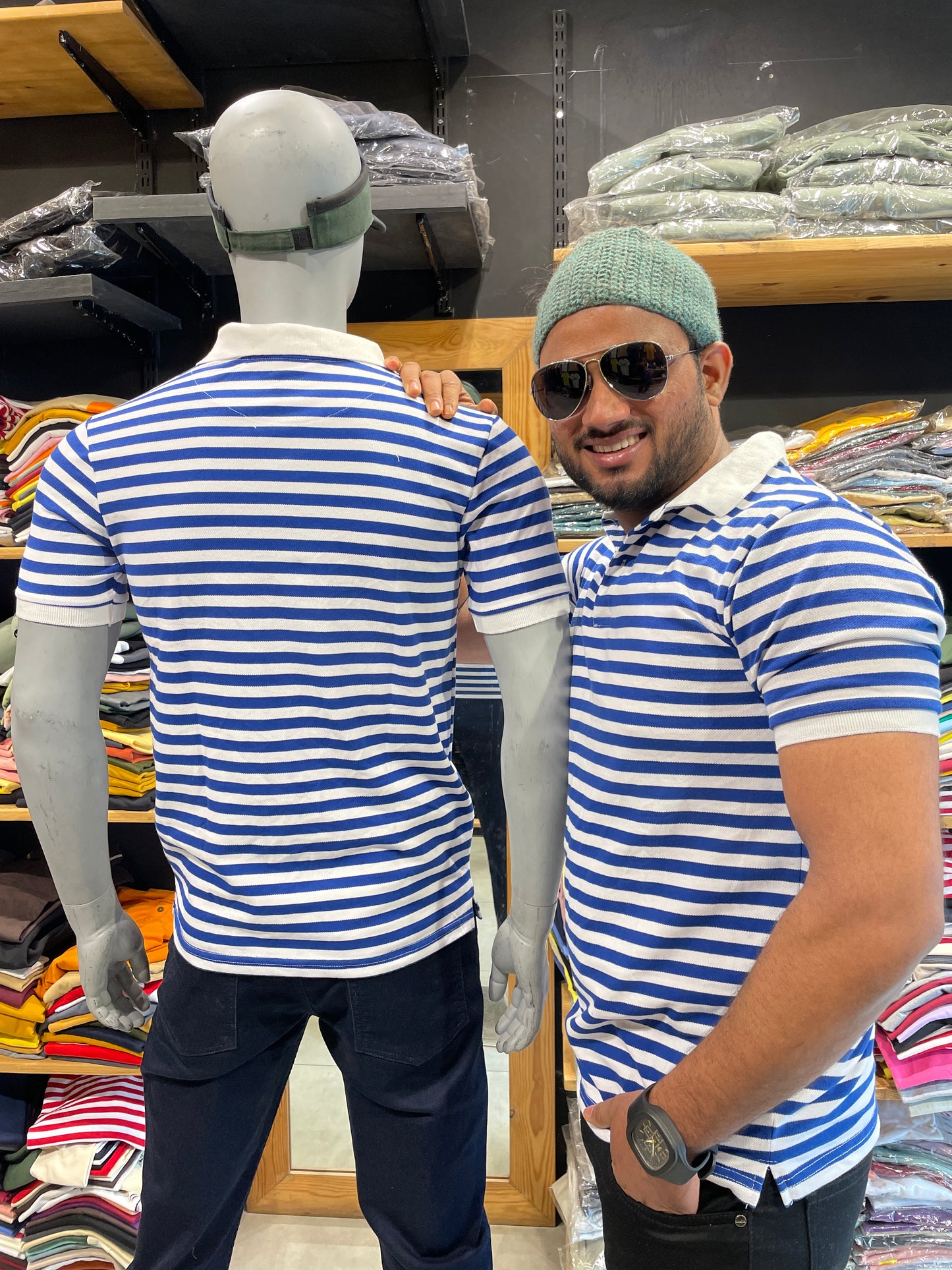 Blue / White Striped Polo Tshirt