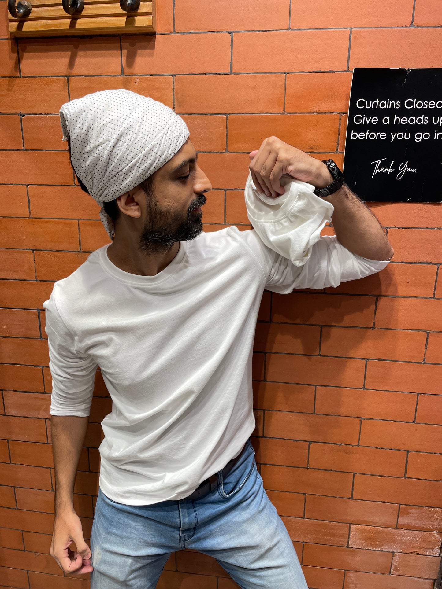 White Basic Cotton Full Sleeves Tshirt
