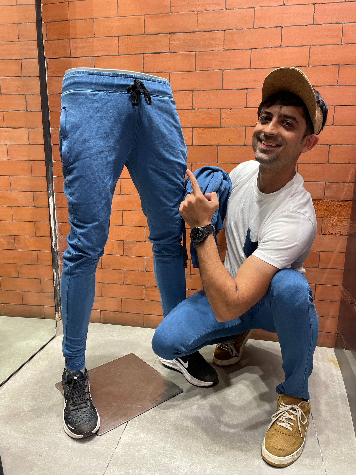 Denim Blue Stretch Track Pant