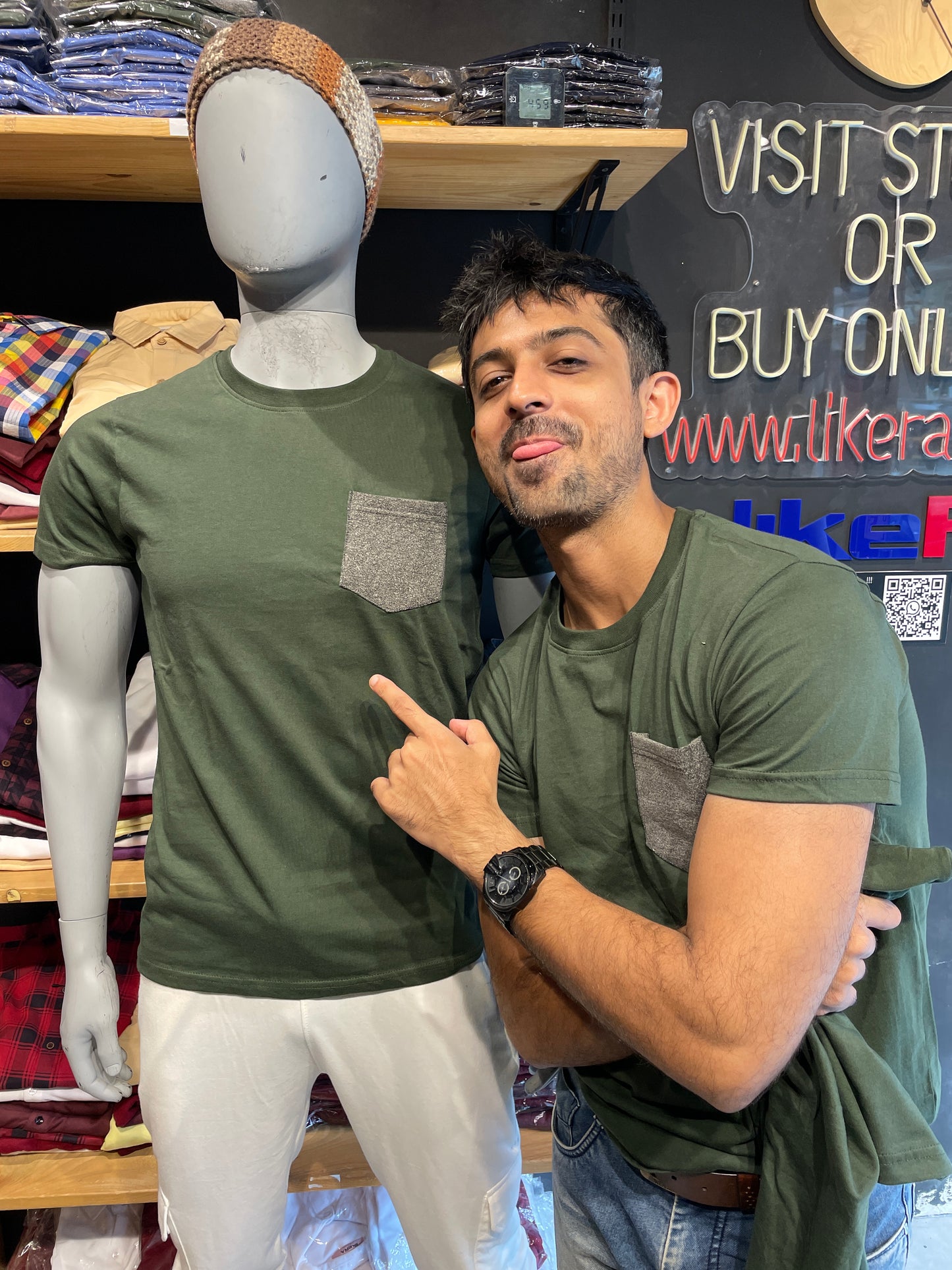 Olive Denim Pocket Tee