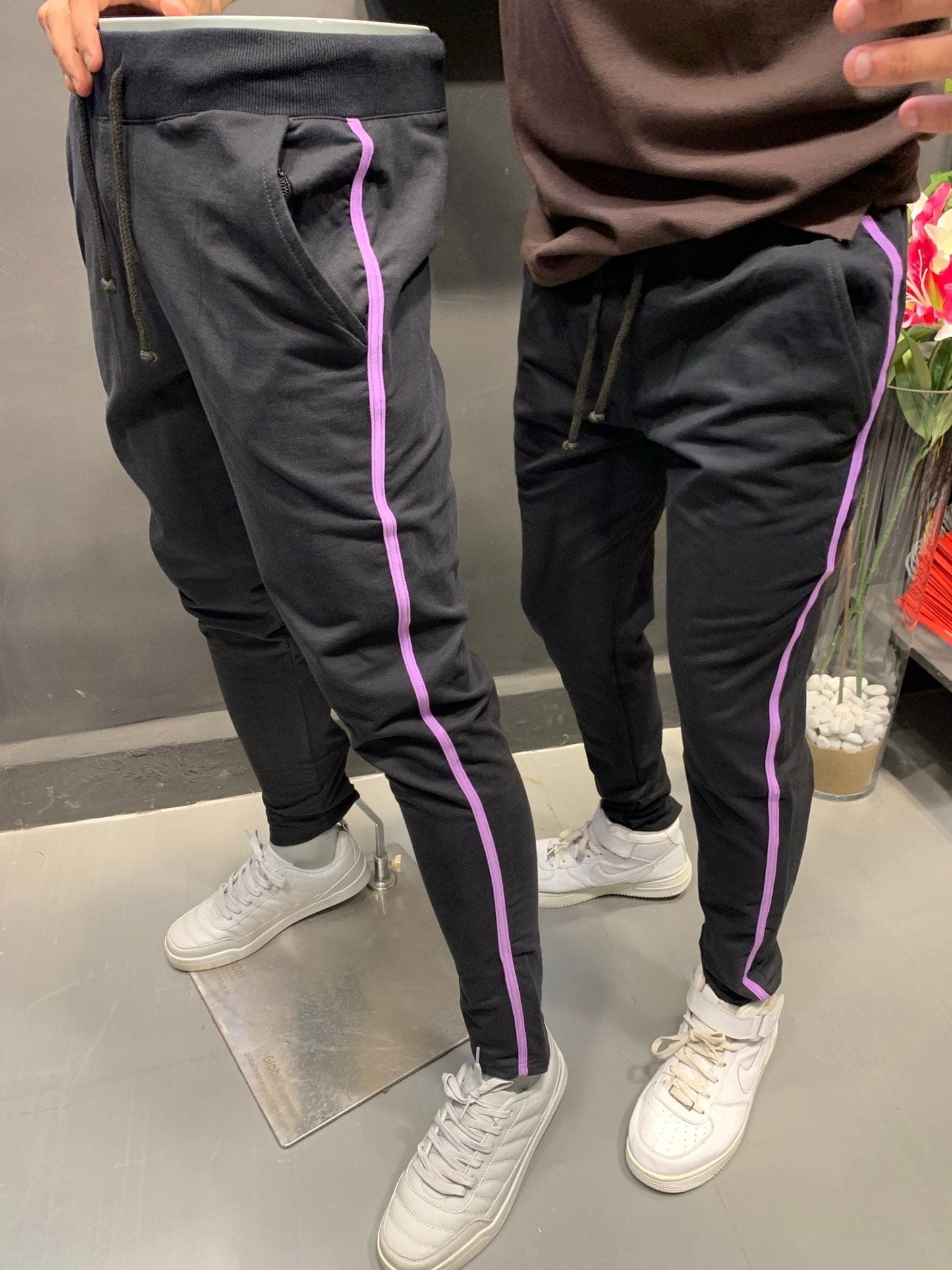 Black Lycra Track-Pant with Piping - likera Clothing Co