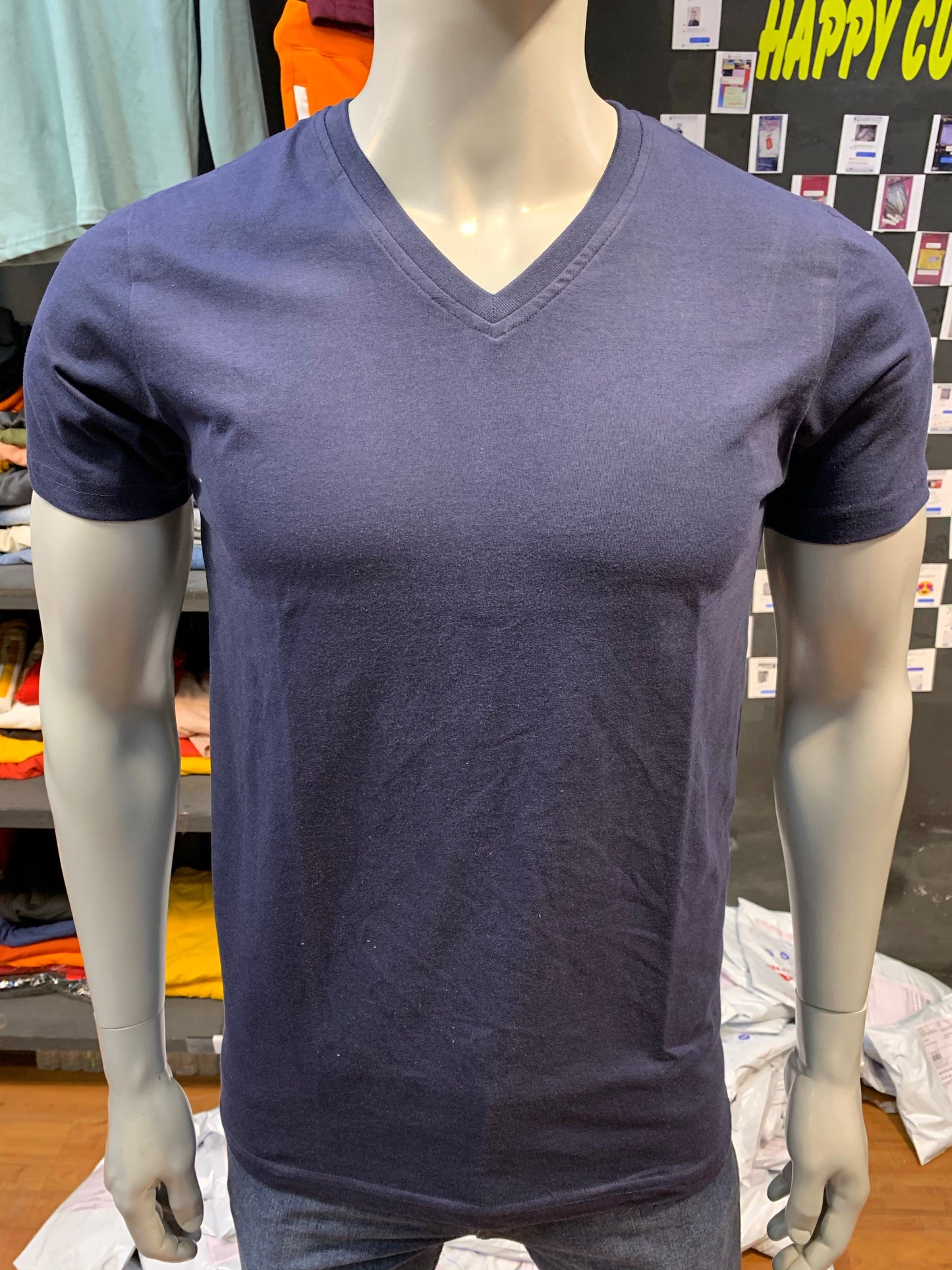 Navy V neck Basic Tshirt (Use BASIC999 coupon code for three qty or above)