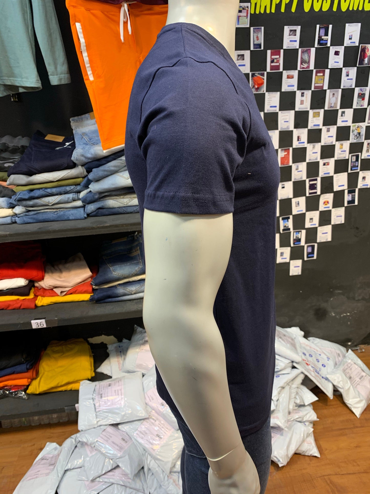 Navy V neck Basic Tshirt (Use BASIC999 coupon code for three qty or above)