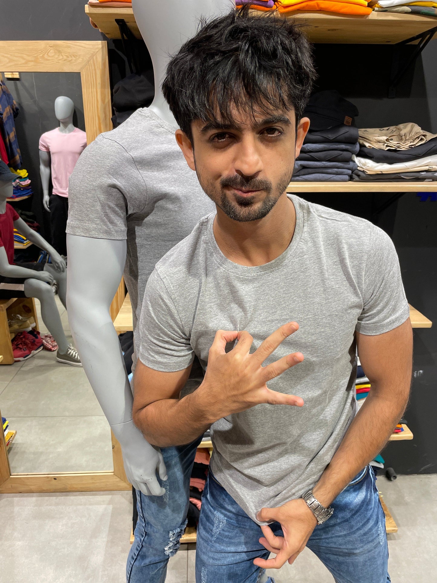 Grey Melange Basic Tshirt