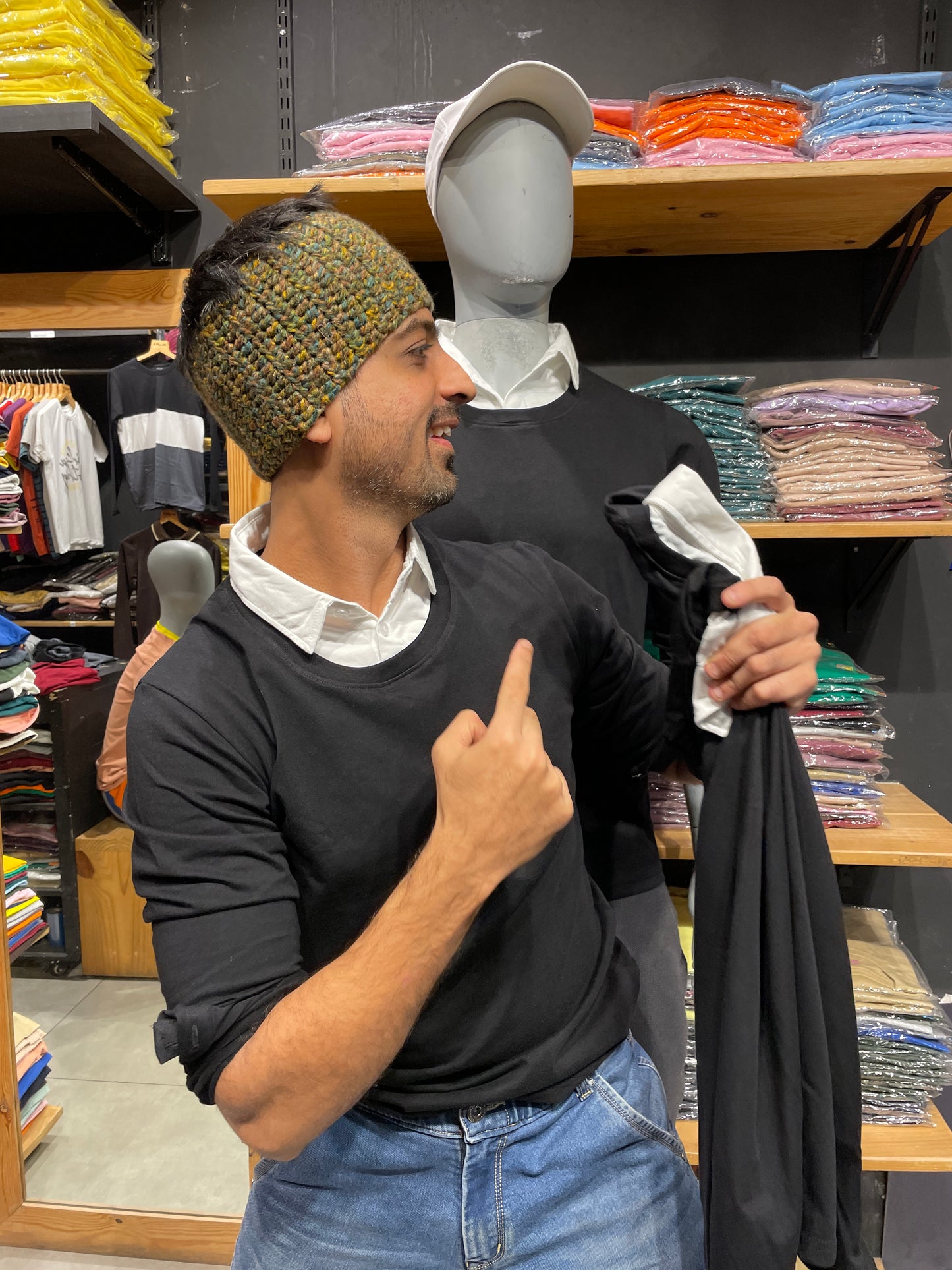 Black Pull Over Type Collar Tee